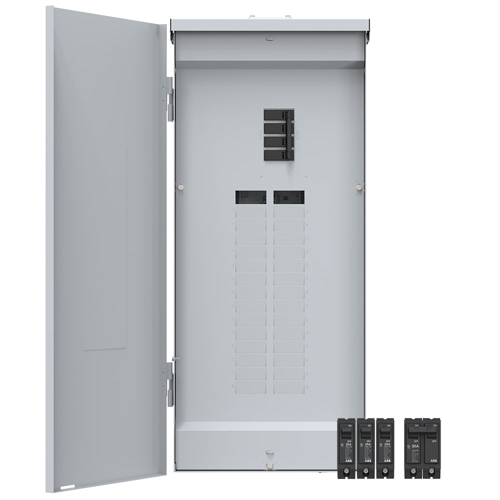 slide 1 of 6, ABB ReliaHome P-Series 150 -Amp 30 -Spaces 60 -Circuit Outdoor Main Breaker Plug-On Neutral Load Center (Value Pack), 1 ct