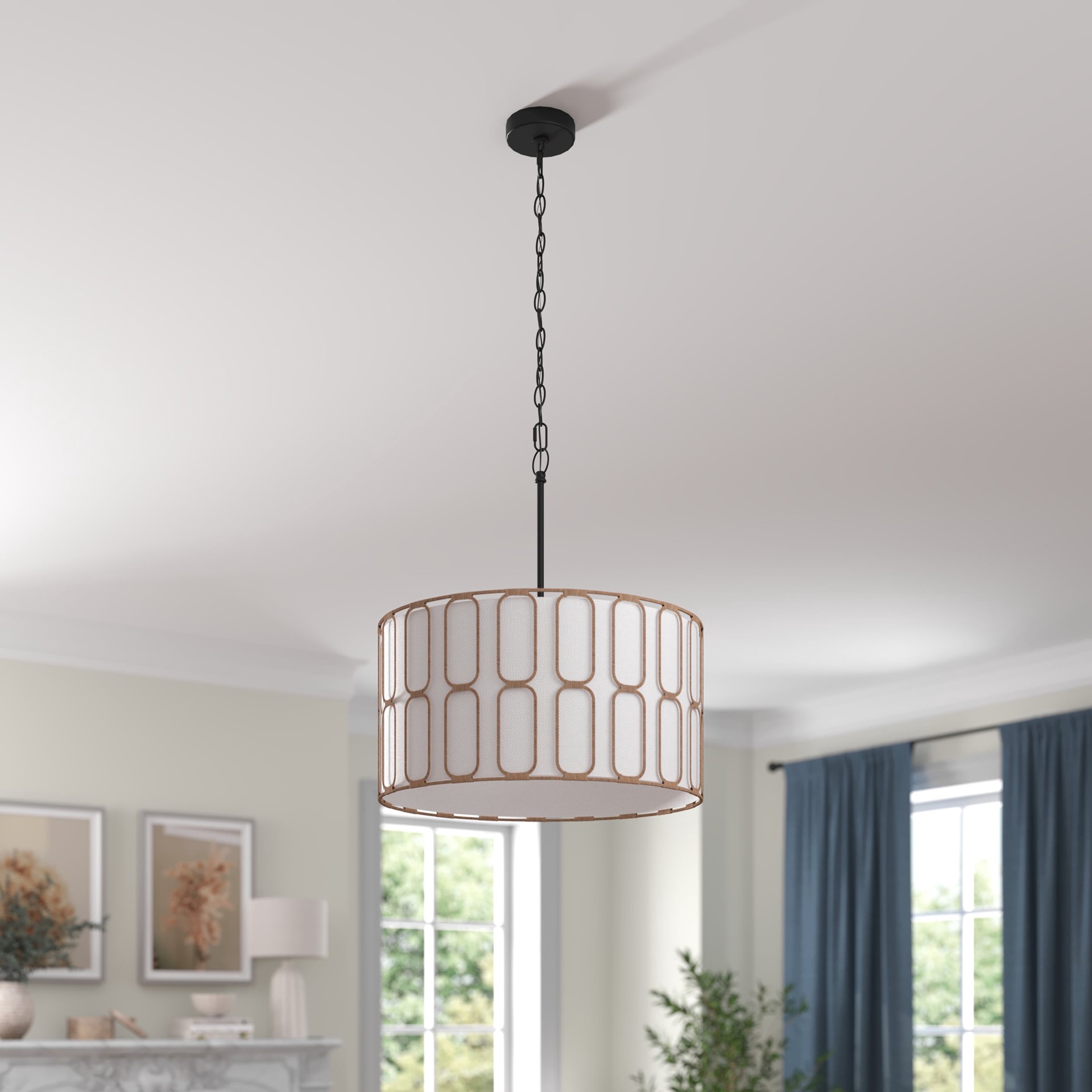 slide 4 of 6, allen + roth HAWKINS 3 -Light Matte Black Farmhouse For Use in Bedrooms, Dining Rooms, Foyers, Kitchens, Living Rooms Chandelier, 1 ct