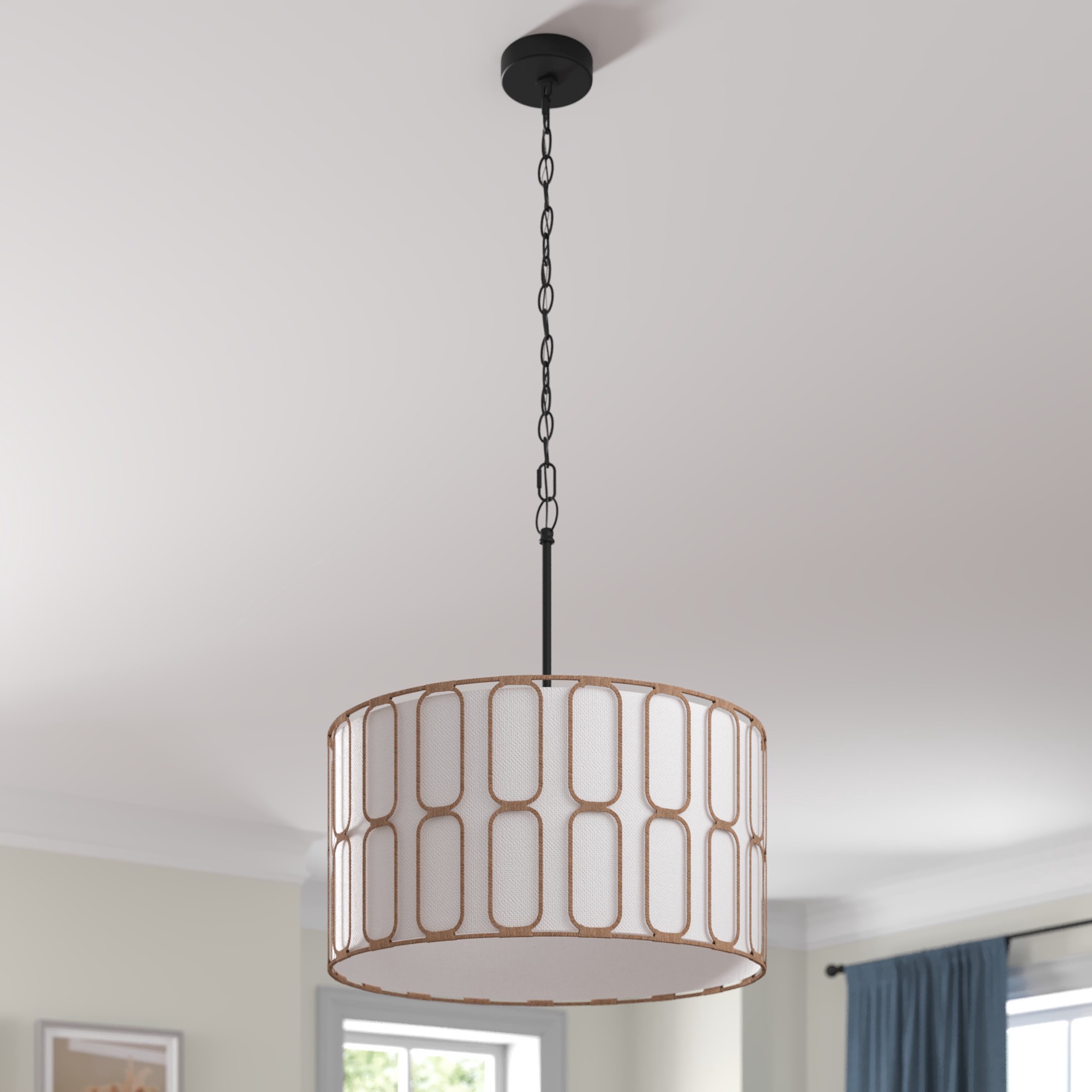 slide 5 of 6, allen + roth HAWKINS 3 -Light Matte Black Farmhouse For Use in Bedrooms, Dining Rooms, Foyers, Kitchens, Living Rooms Chandelier, 1 ct