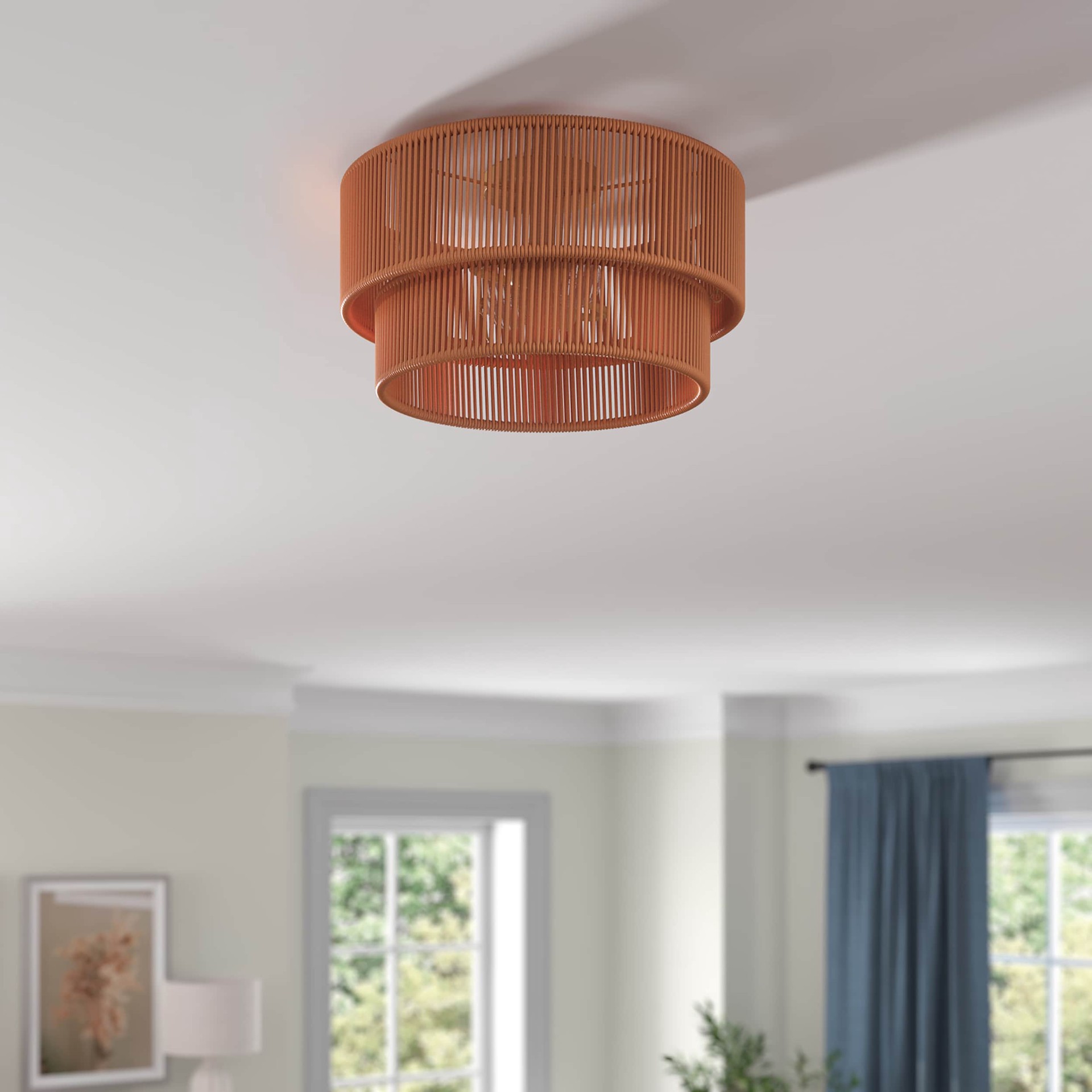 slide 4 of 6, allen + roth MILLS 2 -Light 15.2-in Brushed Gold Semi Flush Mount Light, 1 ct