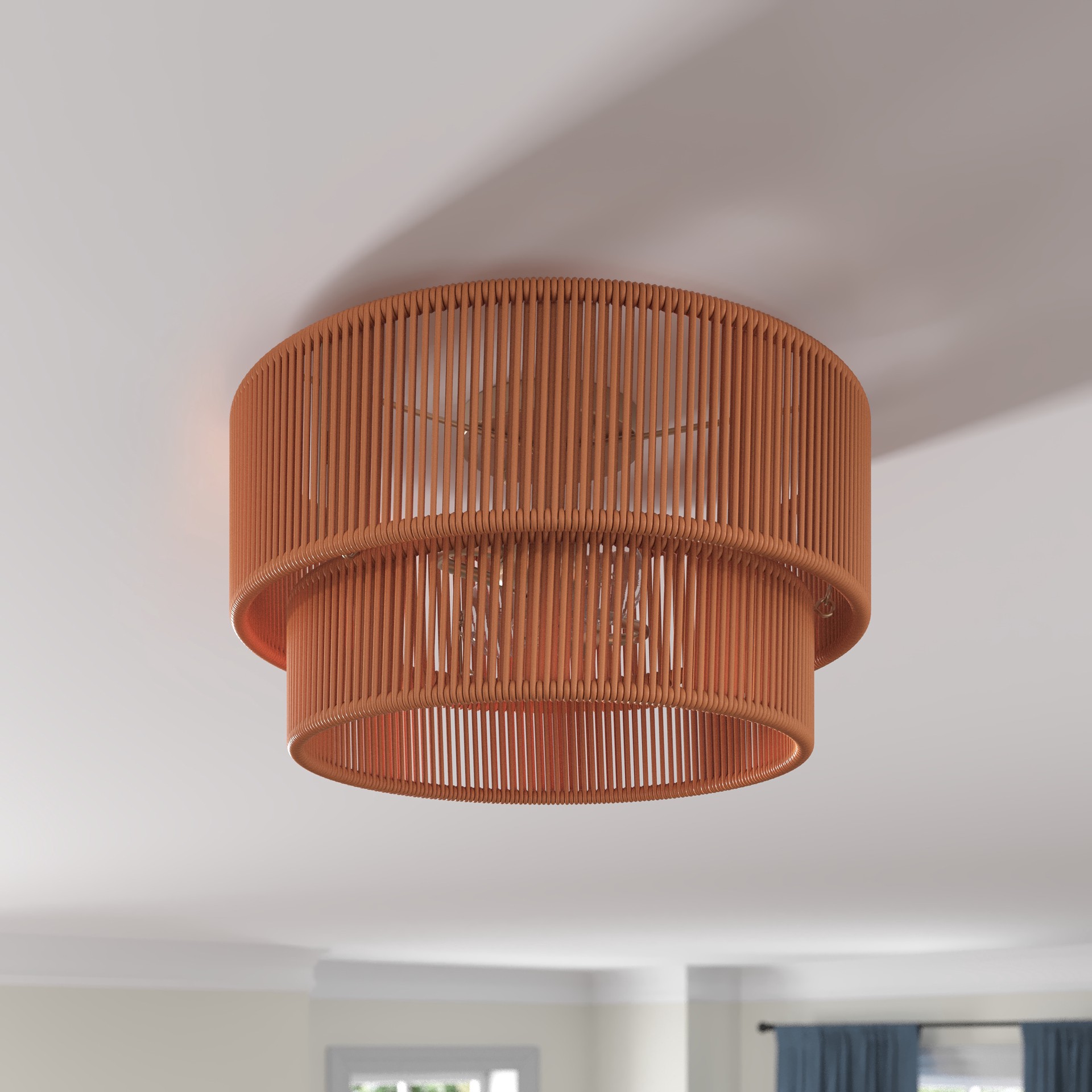 slide 5 of 6, allen + roth MILLS 2 -Light 15.2-in Brushed Gold Semi Flush Mount Light, 1 ct