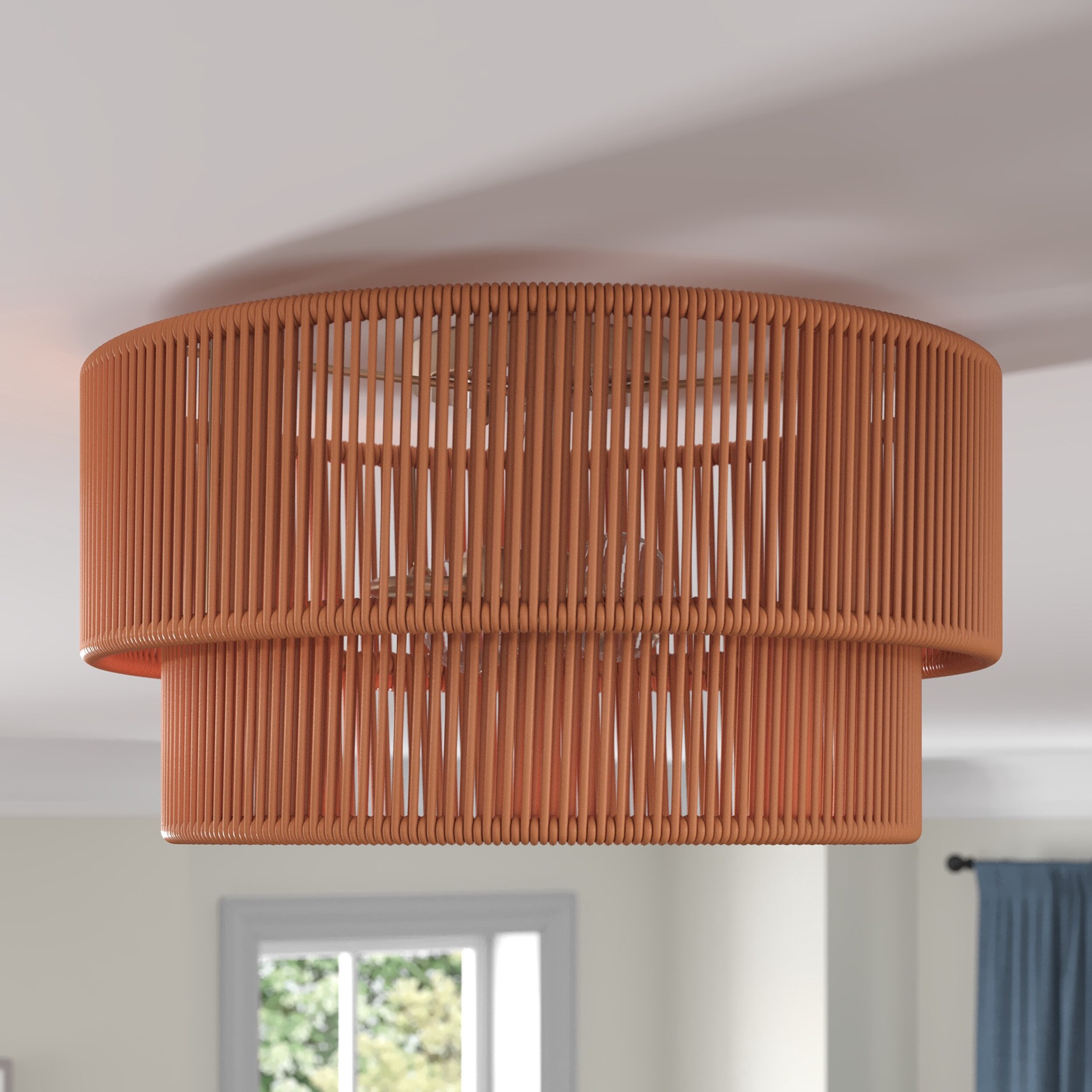 slide 6 of 6, allen + roth MILLS 2 -Light 15.2-in Brushed Gold Semi Flush Mount Light, 1 ct