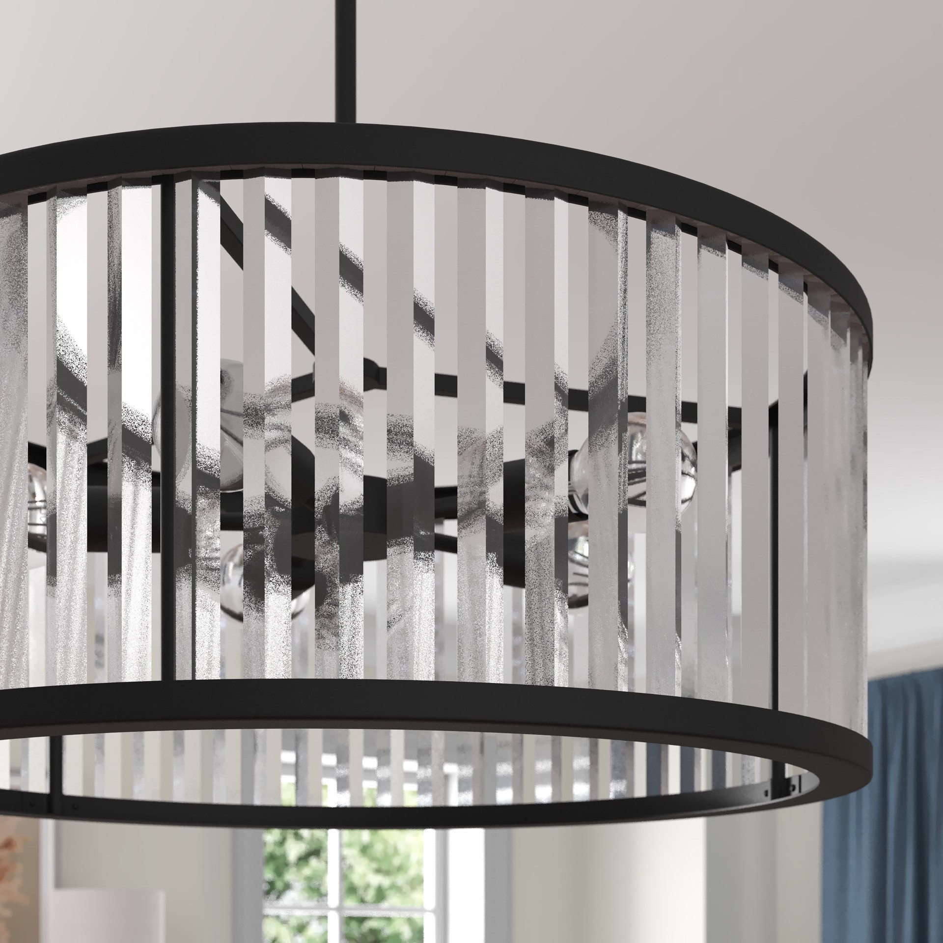 slide 2 of 6, allen + roth EASTON 5 -Light Matte Black Modern/contemporary Crystal For Use in Bedrooms, Dining Rooms, Foyers, Kitchens, Living Rooms Chandelier, 1 ct