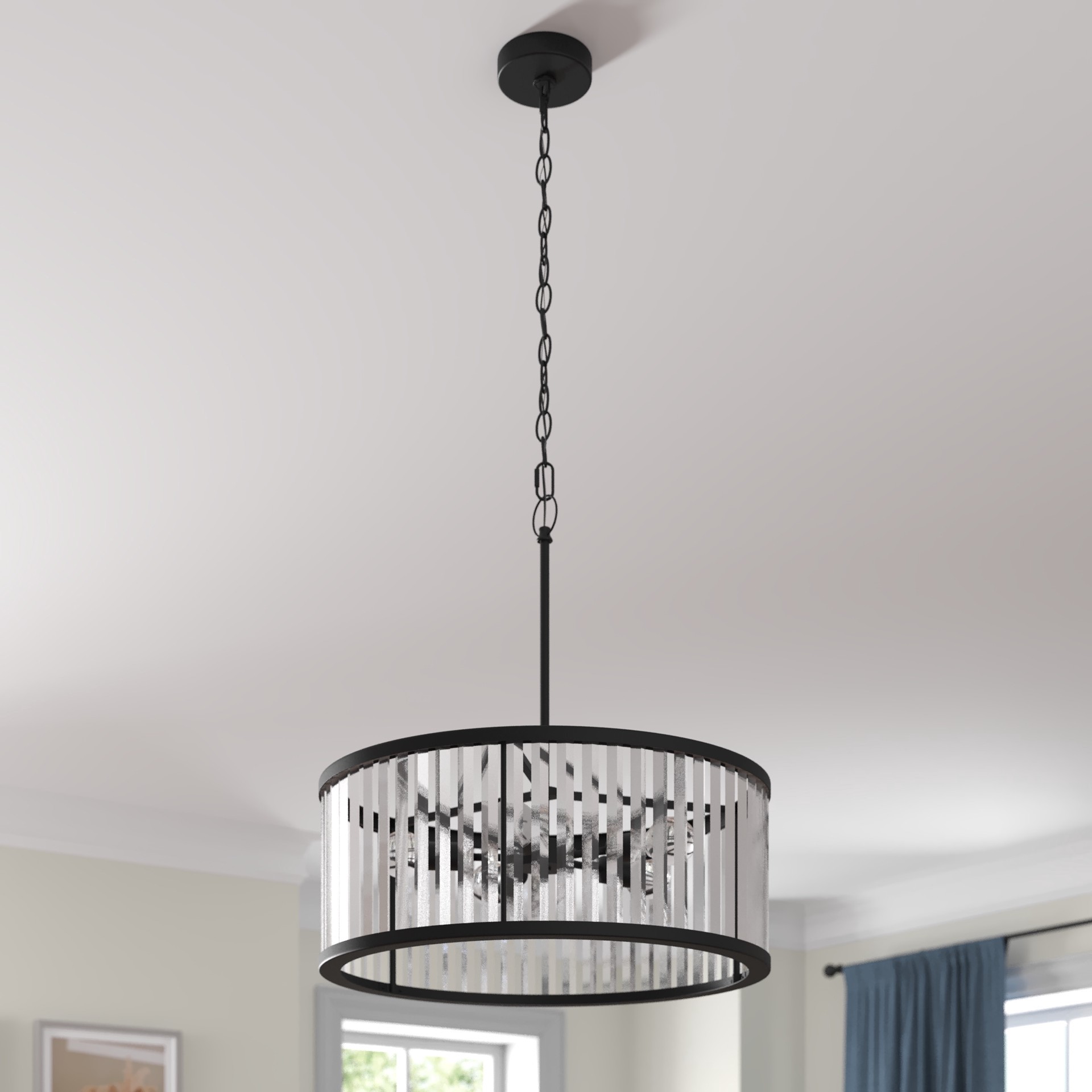 slide 5 of 6, allen + roth EASTON 5 -Light Matte Black Modern/contemporary Crystal For Use in Bedrooms, Dining Rooms, Foyers, Kitchens, Living Rooms Chandelier, 1 ct