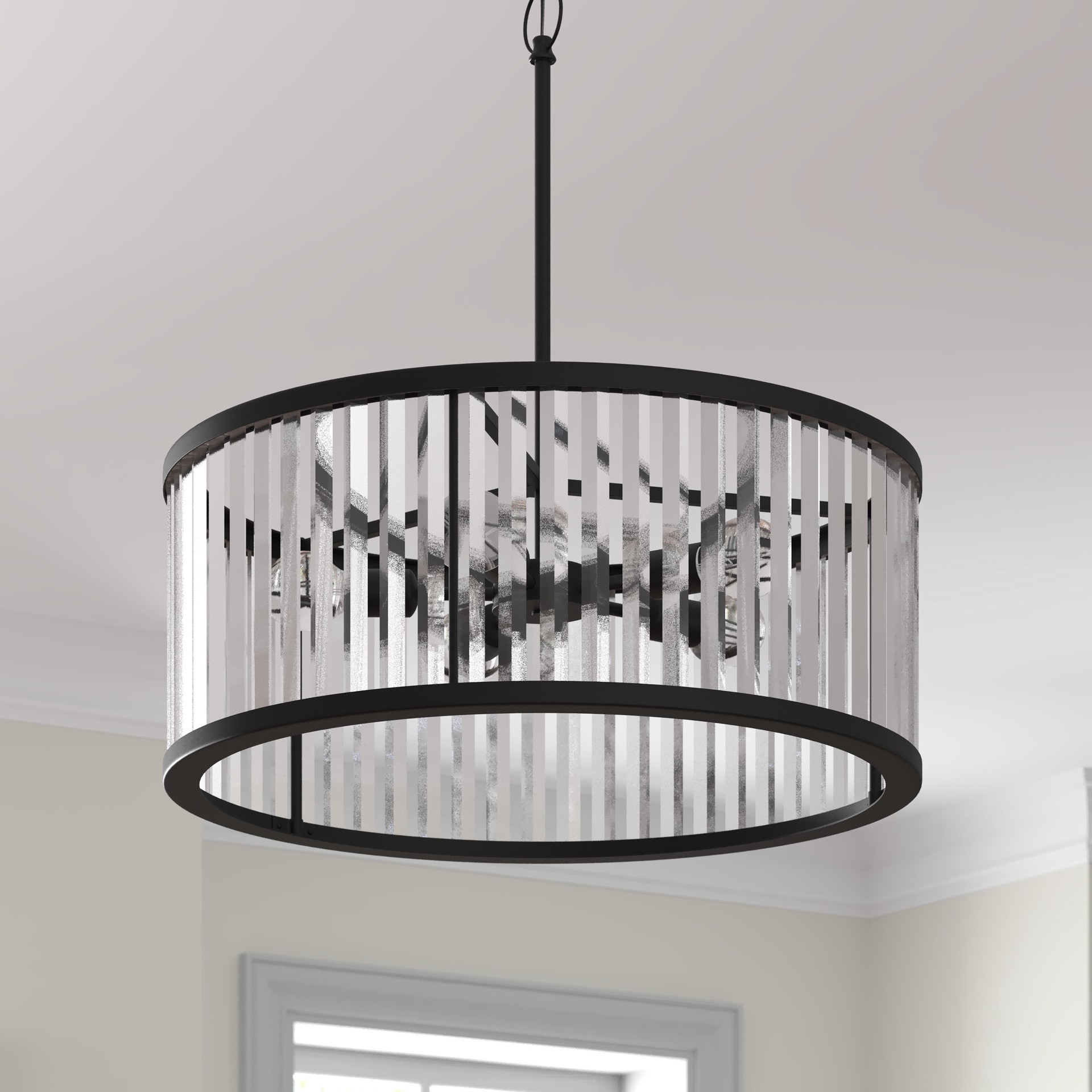 slide 6 of 6, allen + roth EASTON 5 -Light Matte Black Modern/contemporary Crystal For Use in Bedrooms, Dining Rooms, Foyers, Kitchens, Living Rooms Chandelier, 1 ct