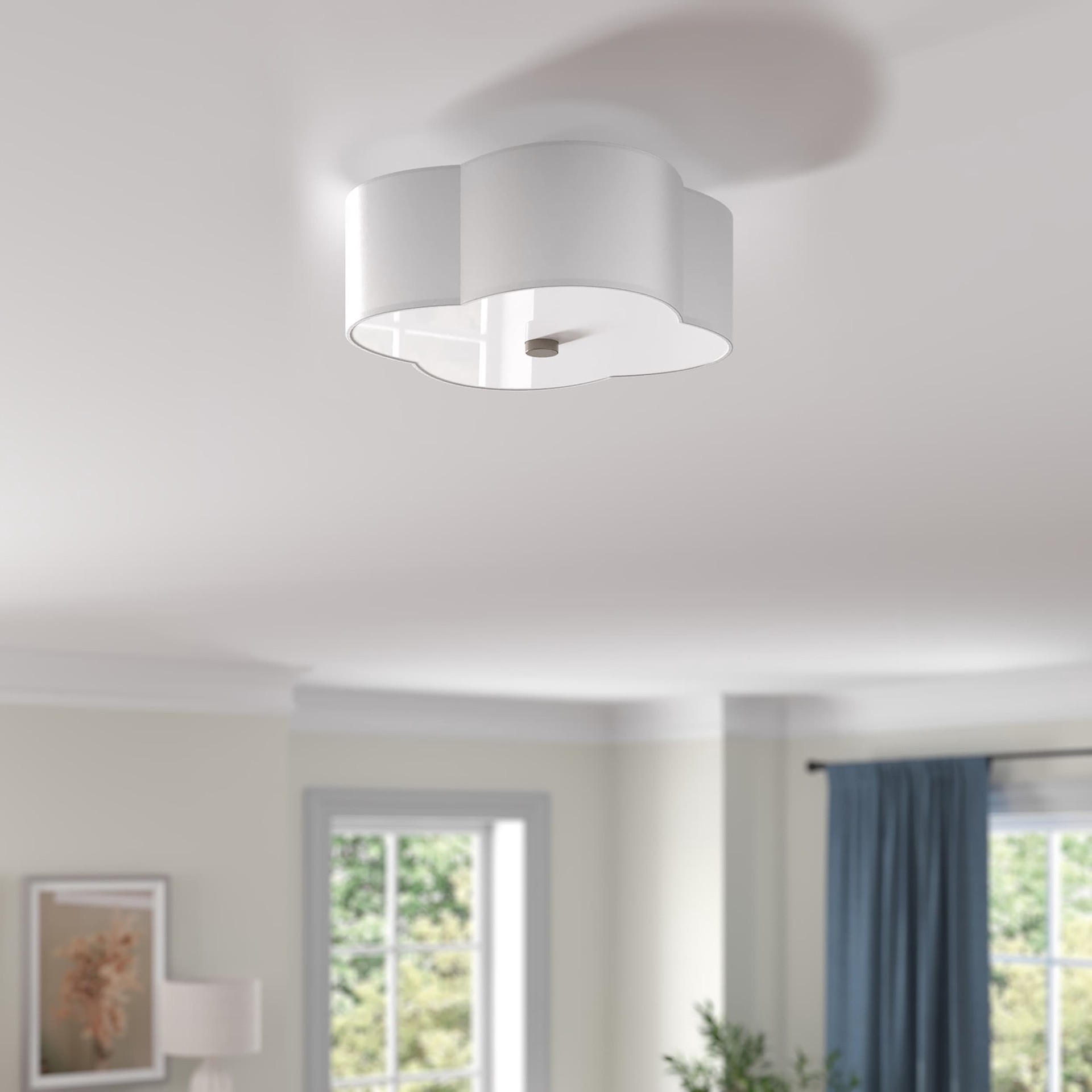 slide 4 of 6, allen + roth FLEMING 2 -Light 12.75-in Brushed Nickel Semi Flush Mount Light, 1 ct