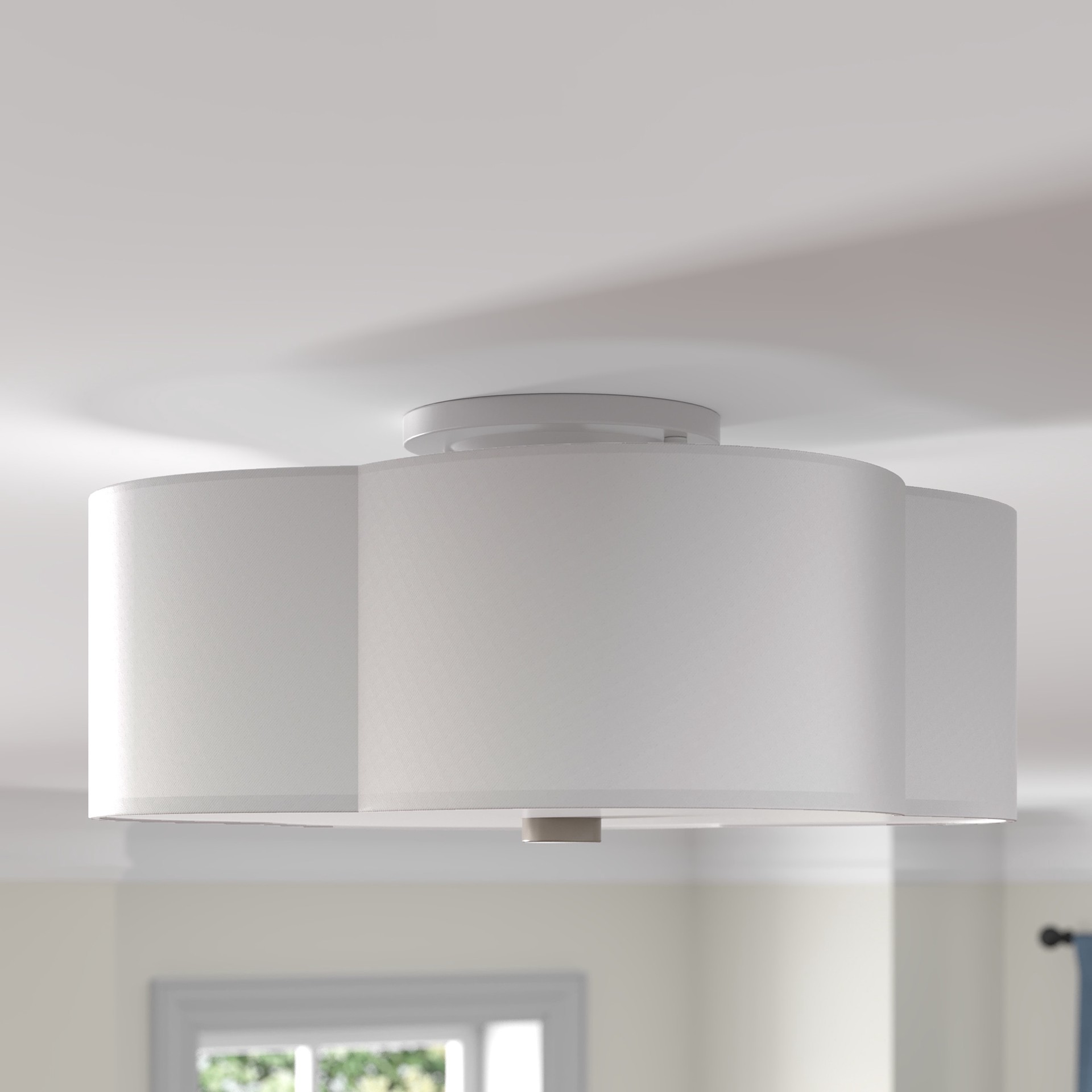 slide 6 of 6, allen + roth FLEMING 2 -Light 12.75-in Brushed Nickel Semi Flush Mount Light, 1 ct