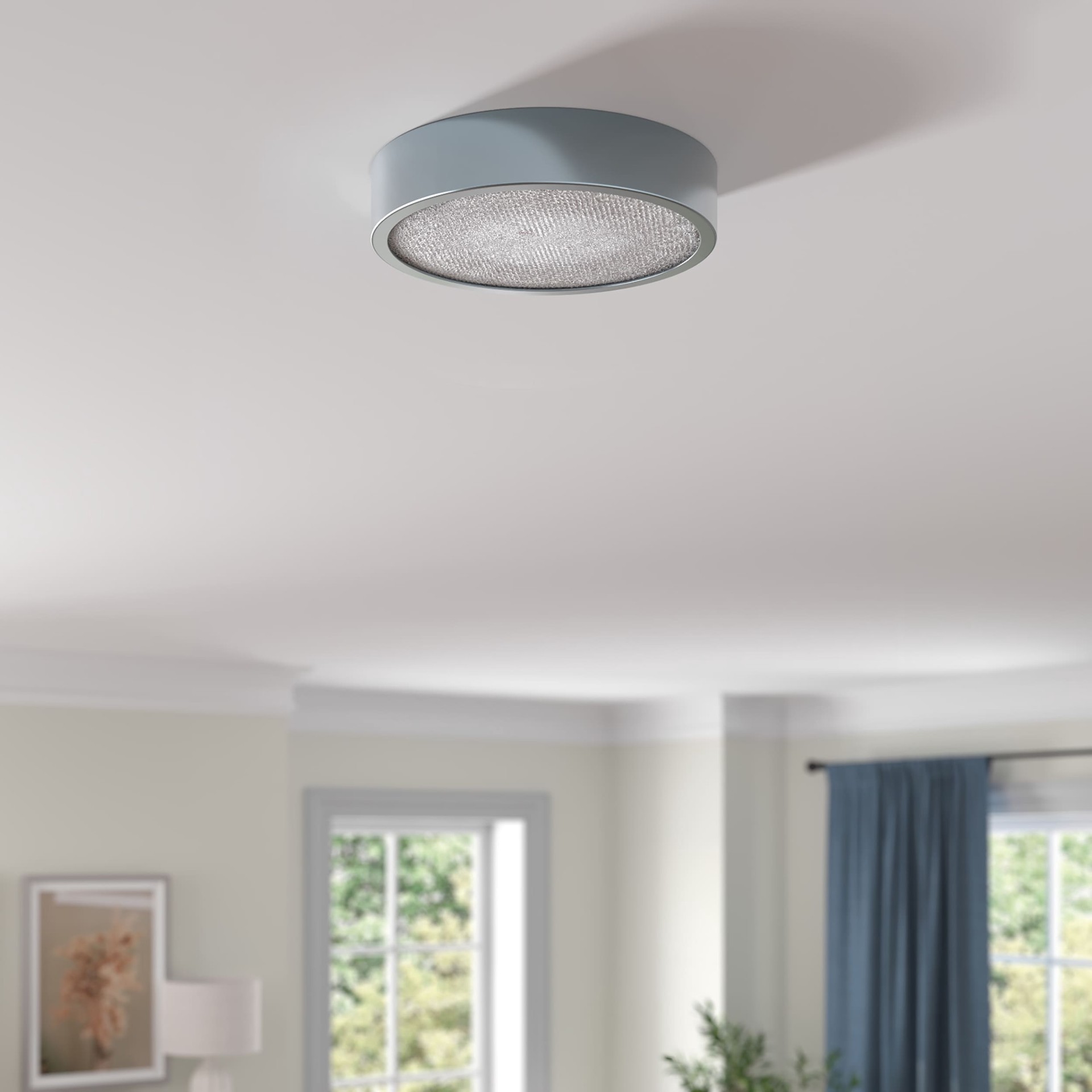 slide 4 of 6, allen + roth HOLLAND 13-in Polished Chrome Integrated LED Flush Mount Light, 1 ct