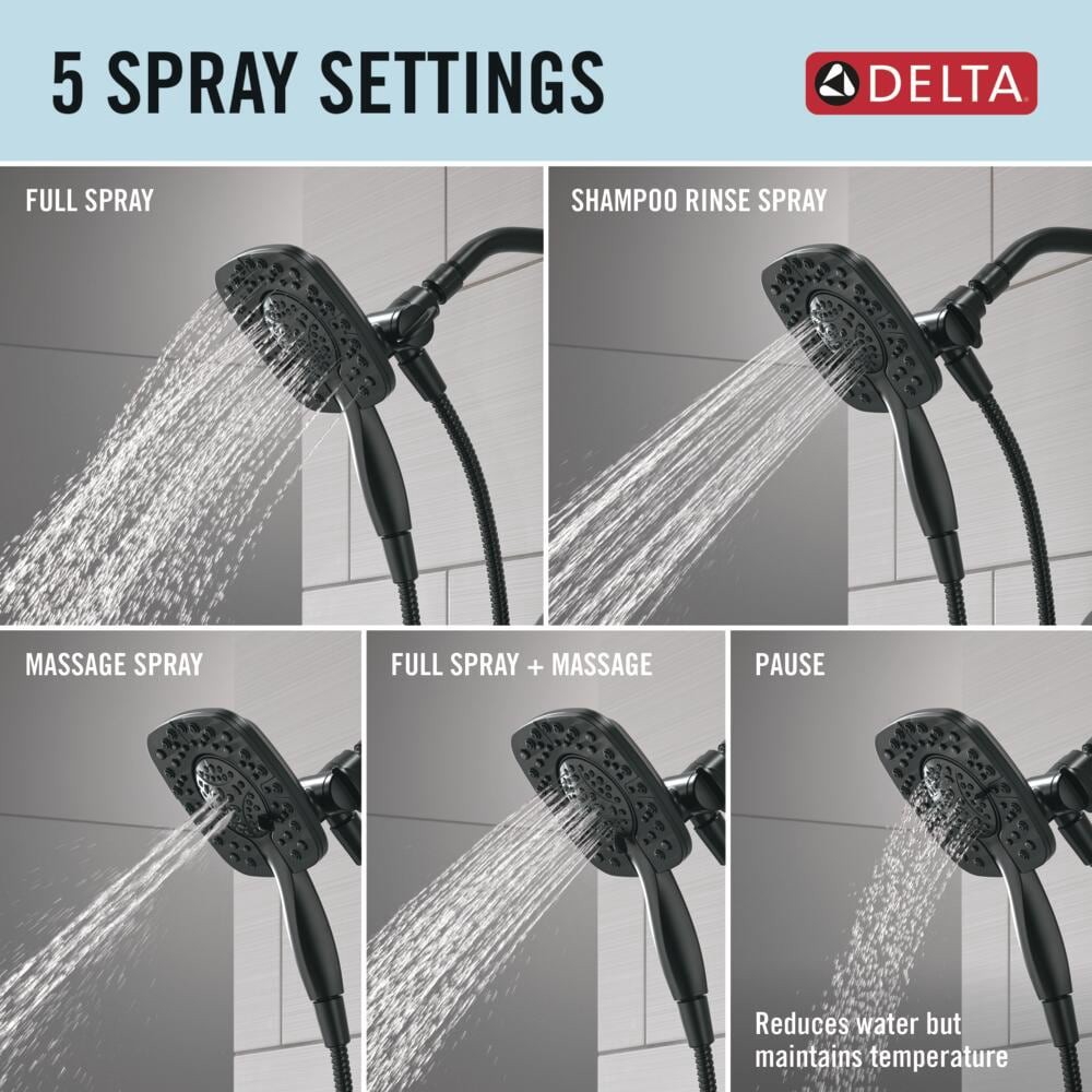 slide 4 of 6, Delta Lacey Matte Black 1-handle 6-in Square Bathtub and shower Faucet with Valve (Handheld), 1 ct