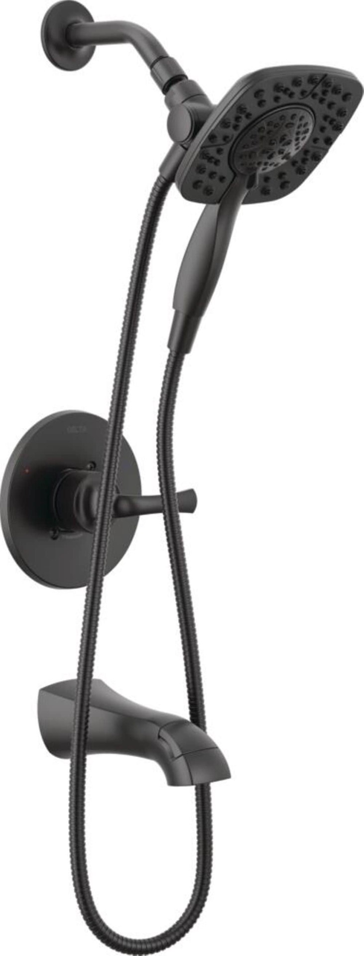 slide 1 of 6, Delta Lacey Matte Black 1-handle 6-in Square Bathtub and shower Faucet with Valve (Handheld), 1 ct