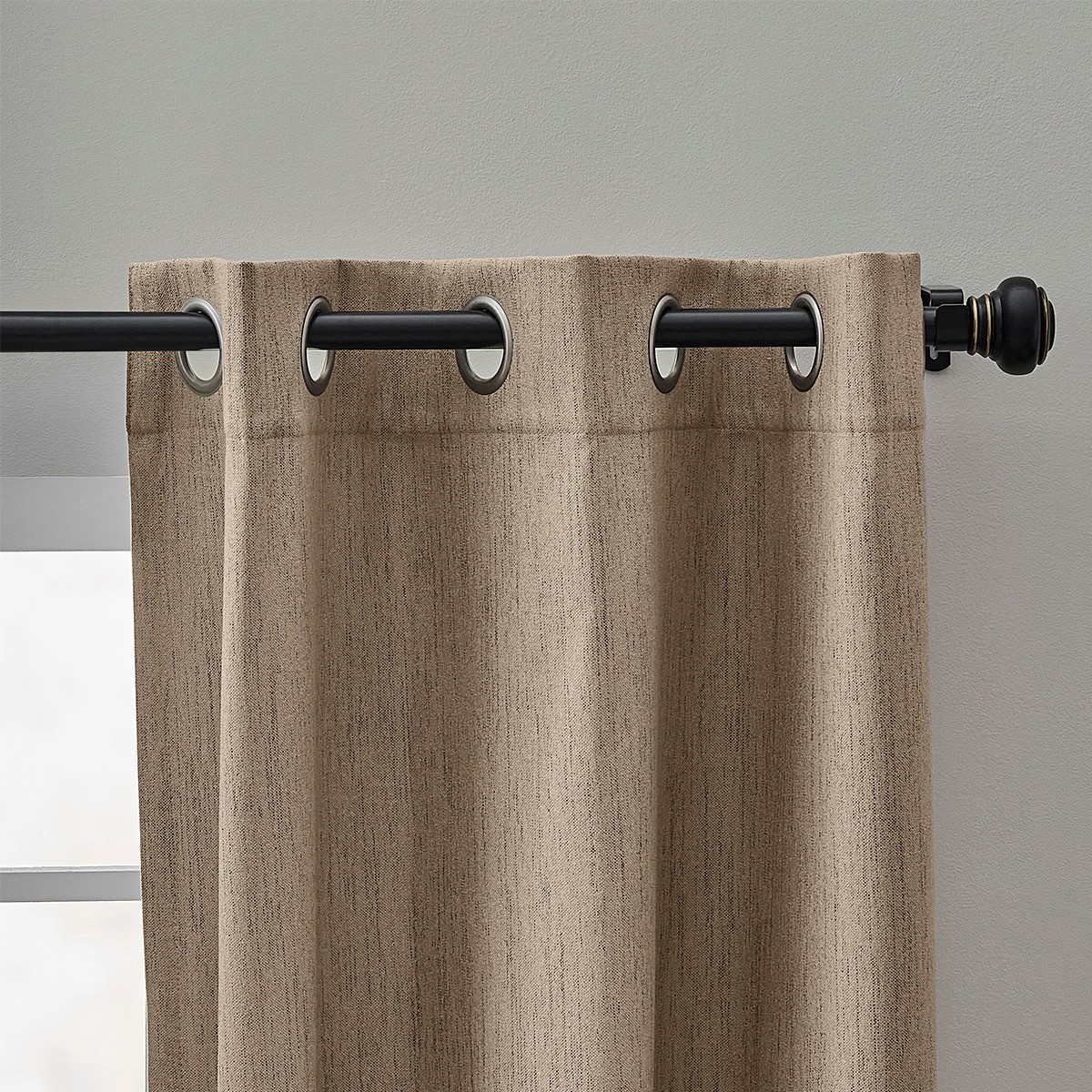 slide 3 of 6, allen + roth 84-in Simply Taupe Blackout Grommet Curtain panel pair, 1 ct