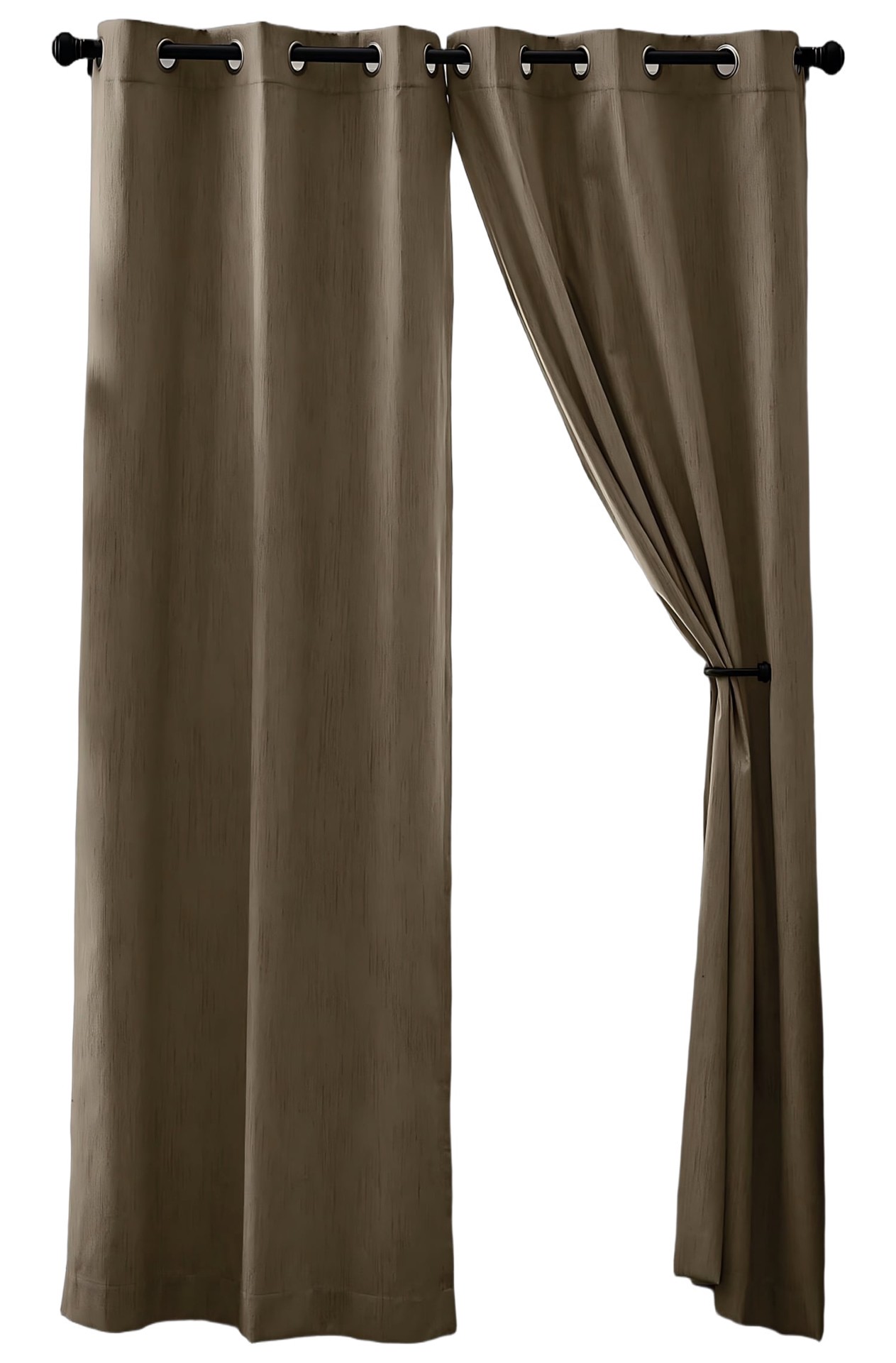 slide 5 of 6, allen + roth 84-in Simply Taupe Blackout Grommet Curtain panel pair, 1 ct