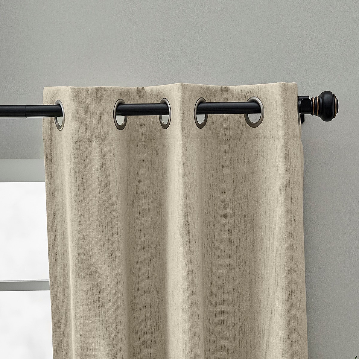 slide 3 of 5, allen + roth 84-in Parchment Blackout Grommet Curtain panel pair, 1 ct