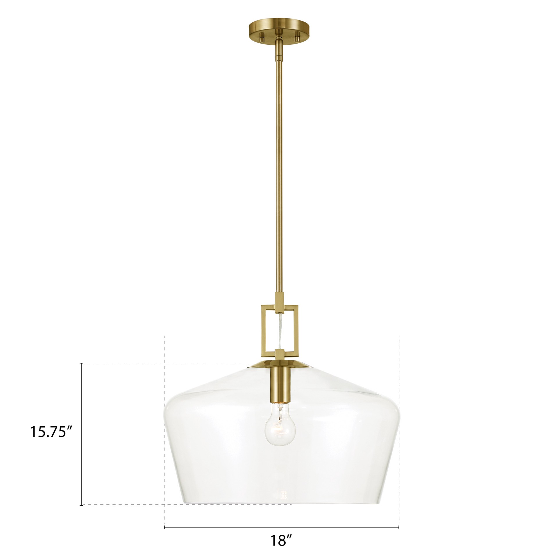 slide 5 of 6, allen + roth Chambers 1 -Light Brushed Gold Modern/contemporary Clear glass Dome Large Hanging Pendant light, 1 ct