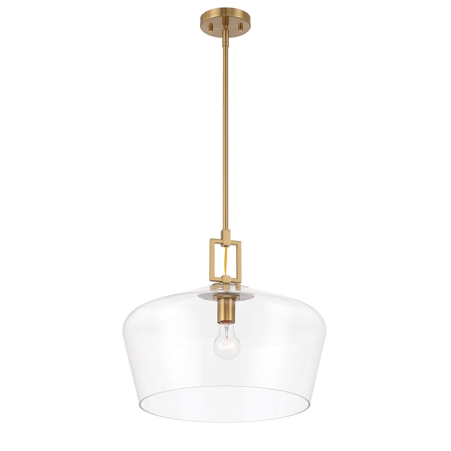 slide 6 of 6, allen + roth Chambers 1 -Light Brushed Gold Modern/contemporary Clear glass Dome Large Hanging Pendant light, 1 ct