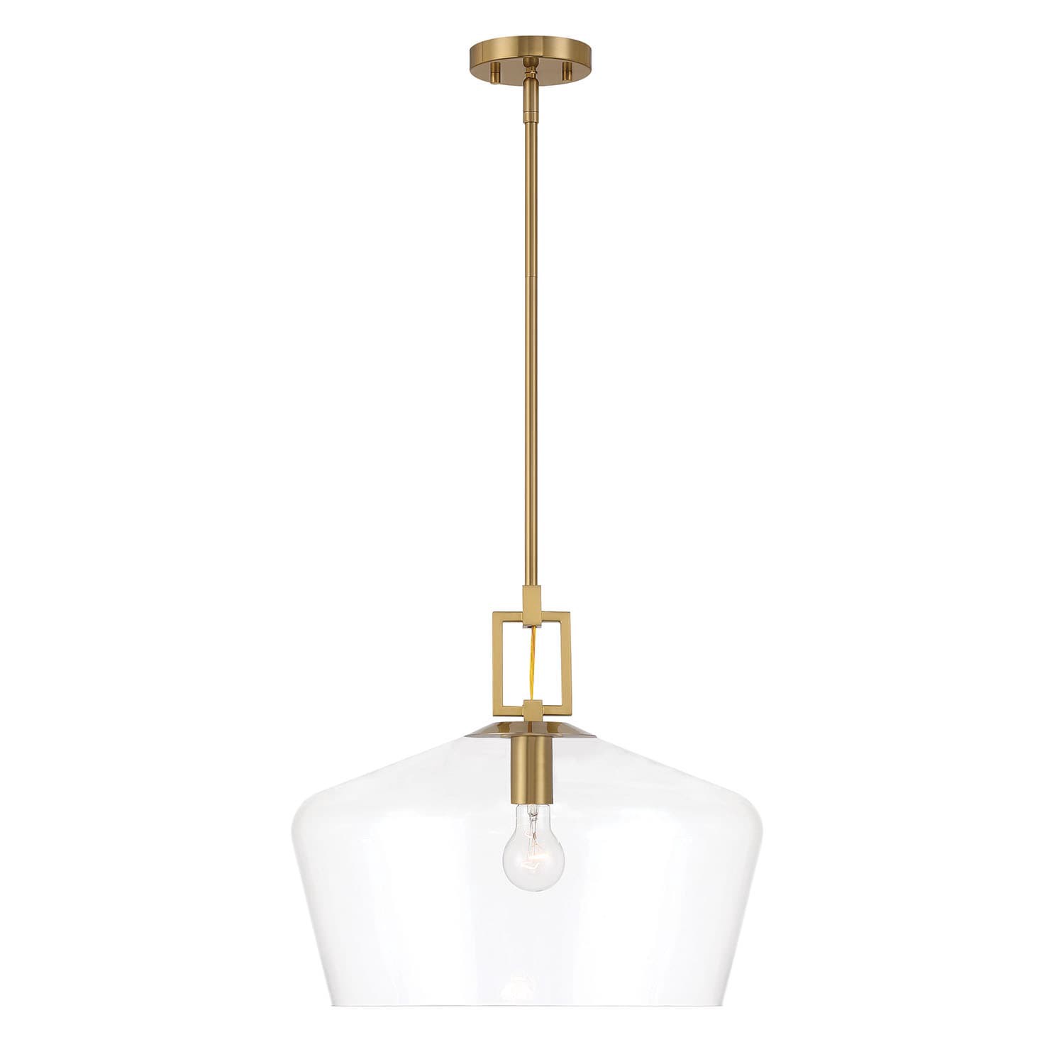 slide 1 of 6, allen + roth Chambers 1 -Light Brushed Gold Modern/contemporary Clear glass Dome Large Hanging Pendant light, 1 ct