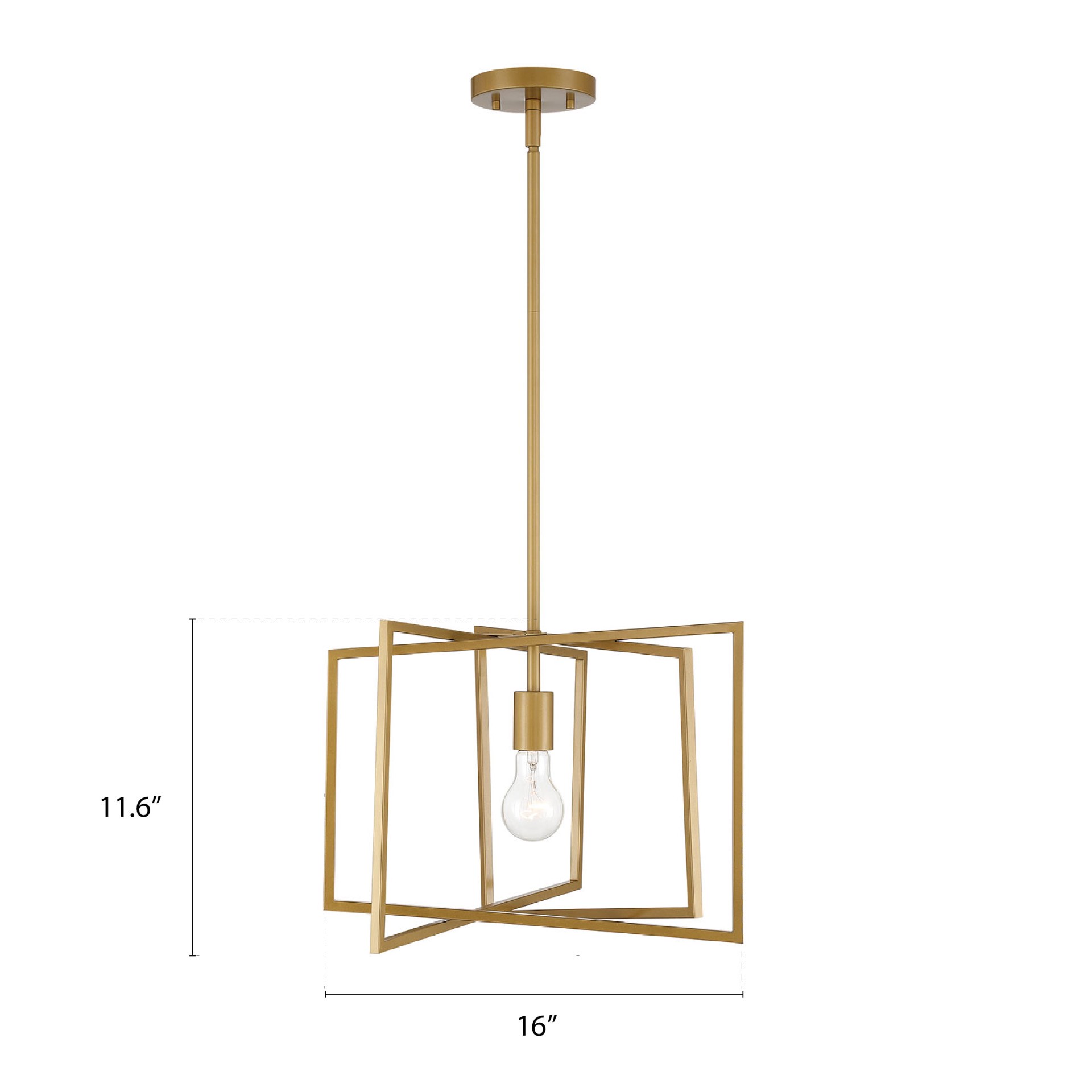 slide 2 of 6, Origin 21 Farley 1 -Light Brushed Gold Modern/contemporary Geometric Medium Hanging Pendant light, 1 ct