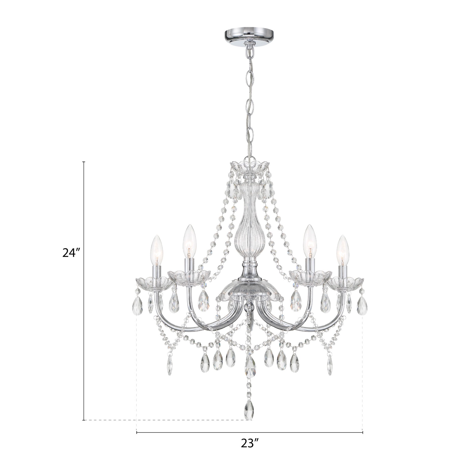 slide 3 of 6, allen + roth Brookehill 5 -Light Chrome Traditional Plug-in/Hardwired Crystal For Use in Bedrooms, Dining Rooms, Foyers, Kitchens, Living Rooms Chandelier, 1 ct