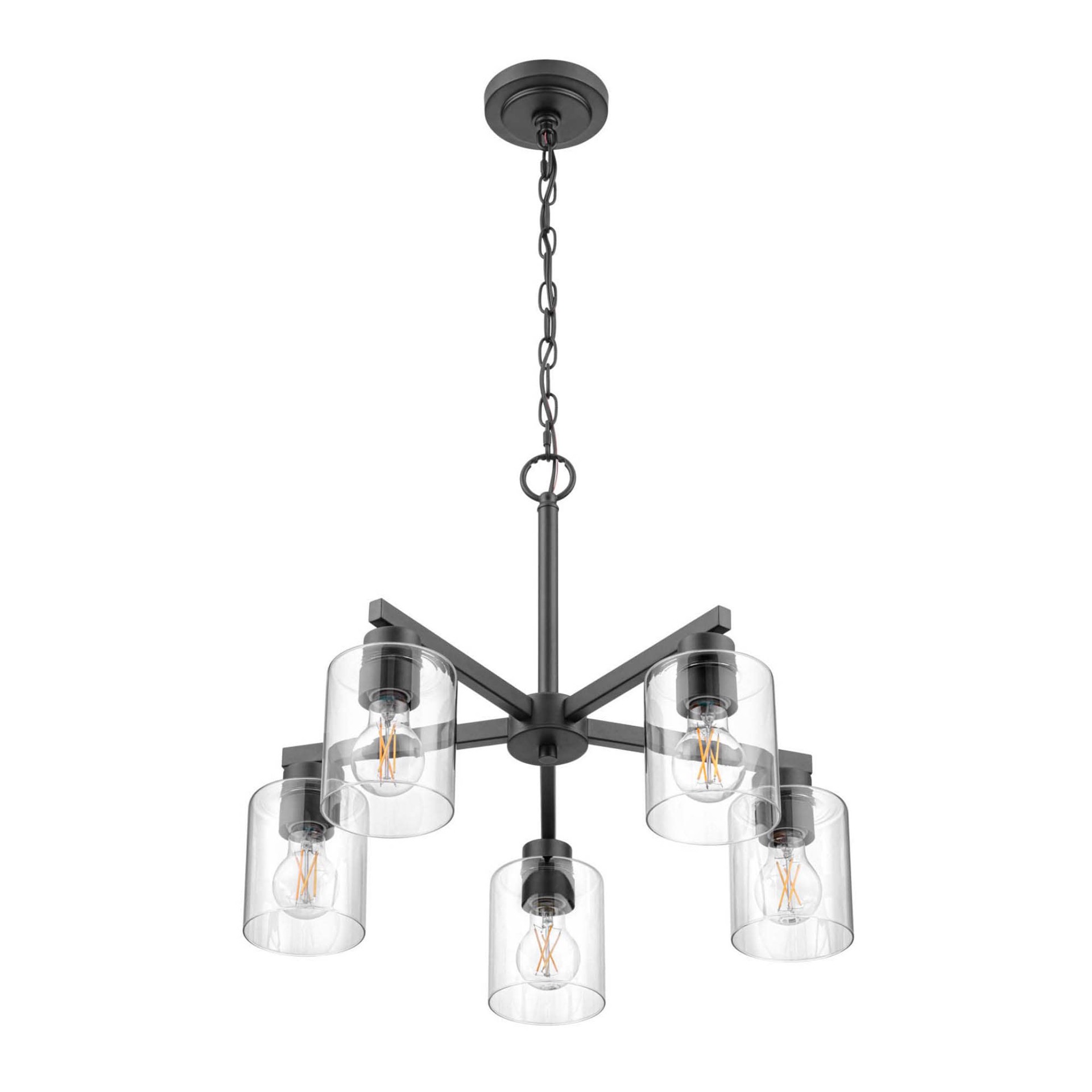 slide 2 of 6, allen + roth Evans 5 -Light Matte Black Transitional For Use in Bedrooms, Dining Rooms, Foyers, Kitchens, Living Rooms Chandelier, 1 ct