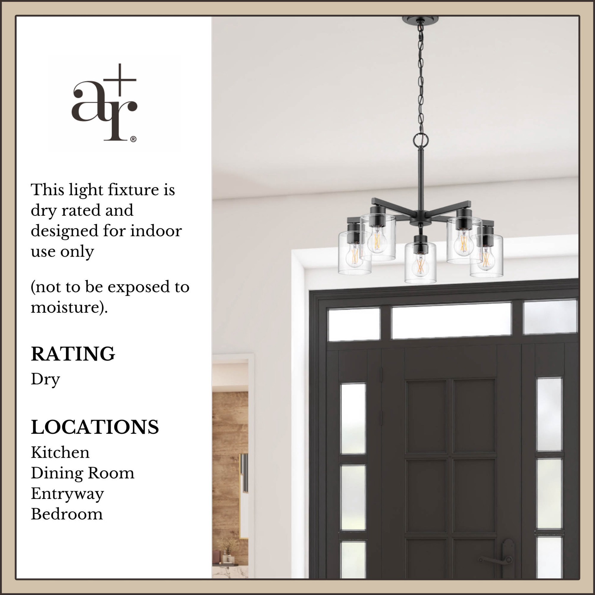 slide 5 of 6, allen + roth Evans 5 -Light Matte Black Transitional For Use in Bedrooms, Dining Rooms, Foyers, Kitchens, Living Rooms Chandelier, 1 ct