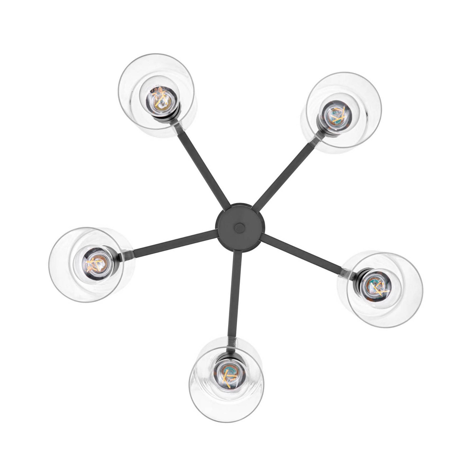 slide 5 of 6, allen + roth Evans 5 -Light Matte Black Clear glass Metal Chandelier, 1 ct