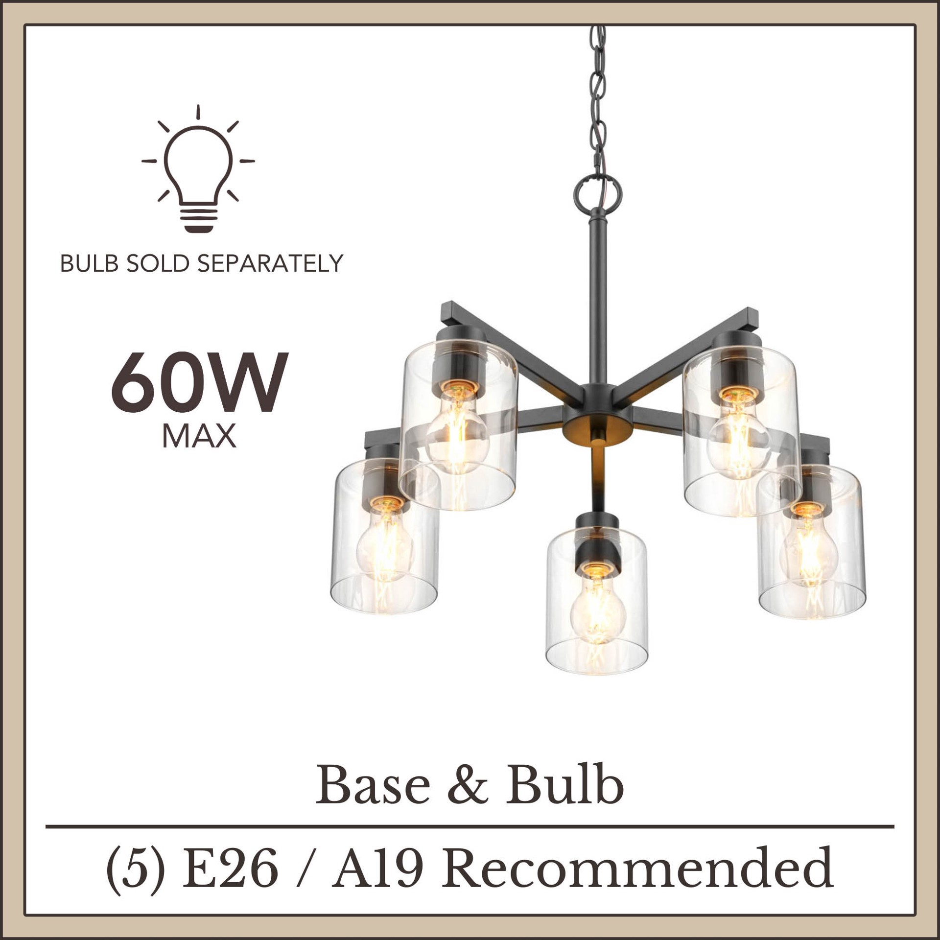 slide 6 of 6, allen + roth Evans 5 -Light Matte Black Transitional For Use in Bedrooms, Dining Rooms, Foyers, Kitchens, Living Rooms Chandelier, 1 ct