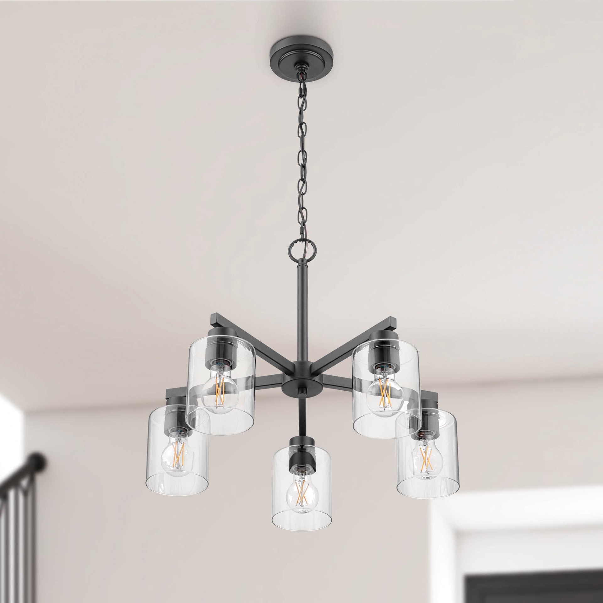slide 1 of 6, allen + roth Evans 5 -Light Matte Black Transitional For Use in Bedrooms, Dining Rooms, Foyers, Kitchens, Living Rooms Chandelier, 1 ct