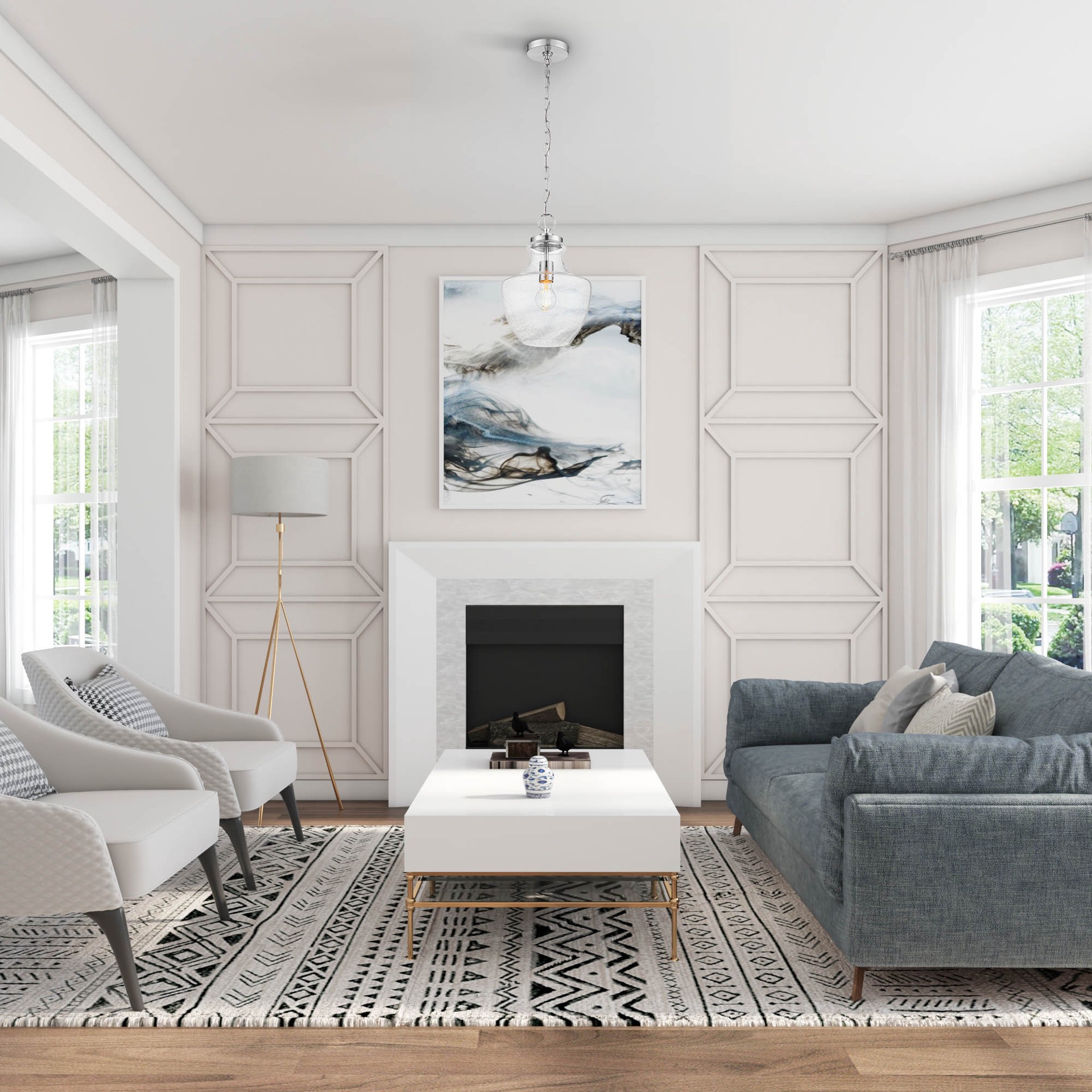 slide 4 of 6, allen + roth Barton 1 -Light Brushed Nickel Transitional Seeded glass Teardrop Small Hanging Pendant light, 1 ct