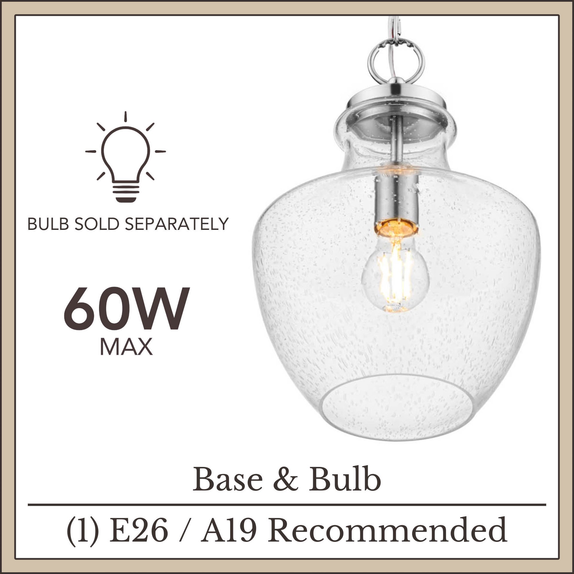 slide 6 of 6, allen + roth Barton 1 -Light Brushed Nickel Transitional Seeded glass Teardrop Small Hanging Pendant light, 1 ct