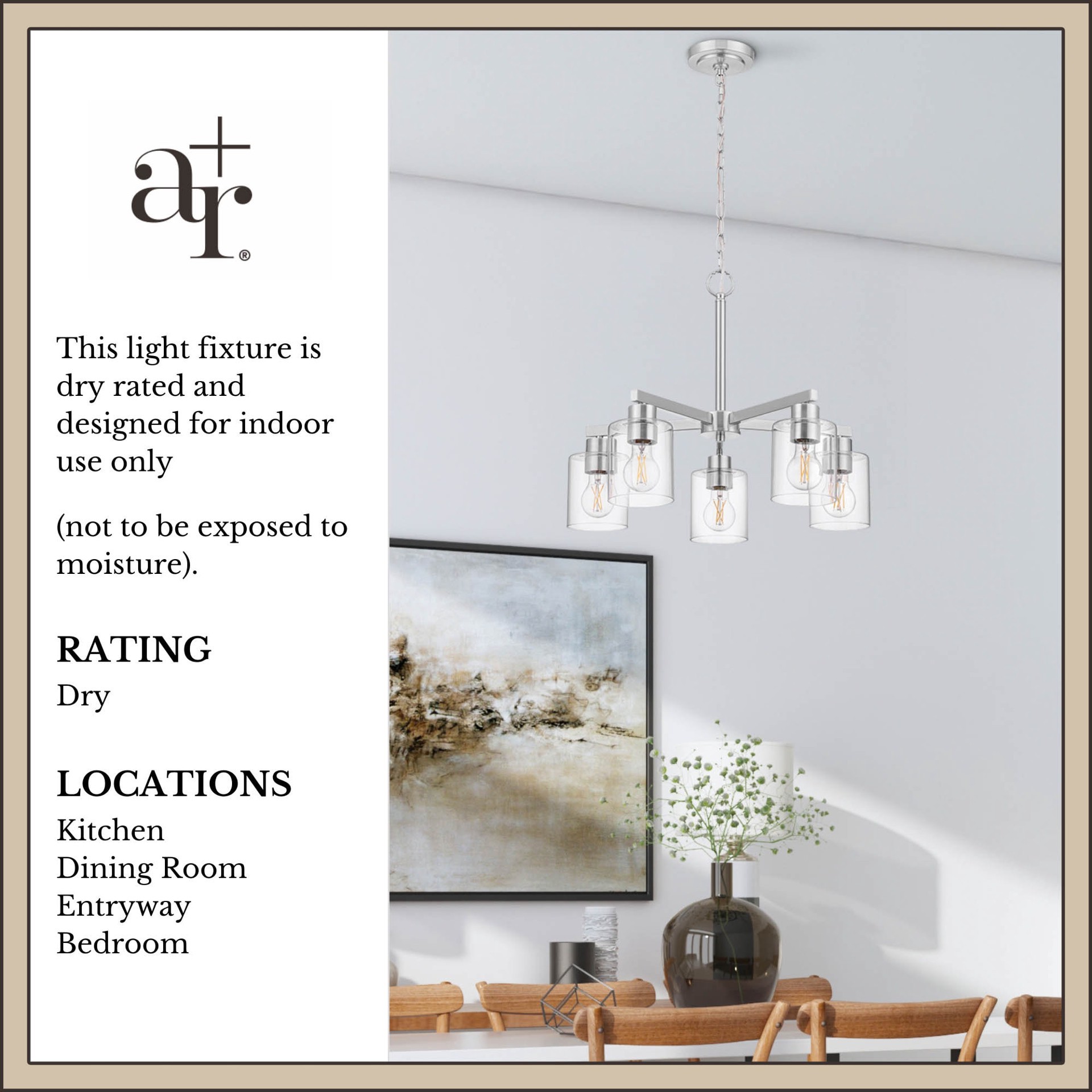slide 5 of 6, allen + roth Evans 5 -Light Brushed Nickel Transitional For Use in Bedrooms, Dining Rooms, Foyers, Kitchens, Living Rooms Chandelier, 1 ct