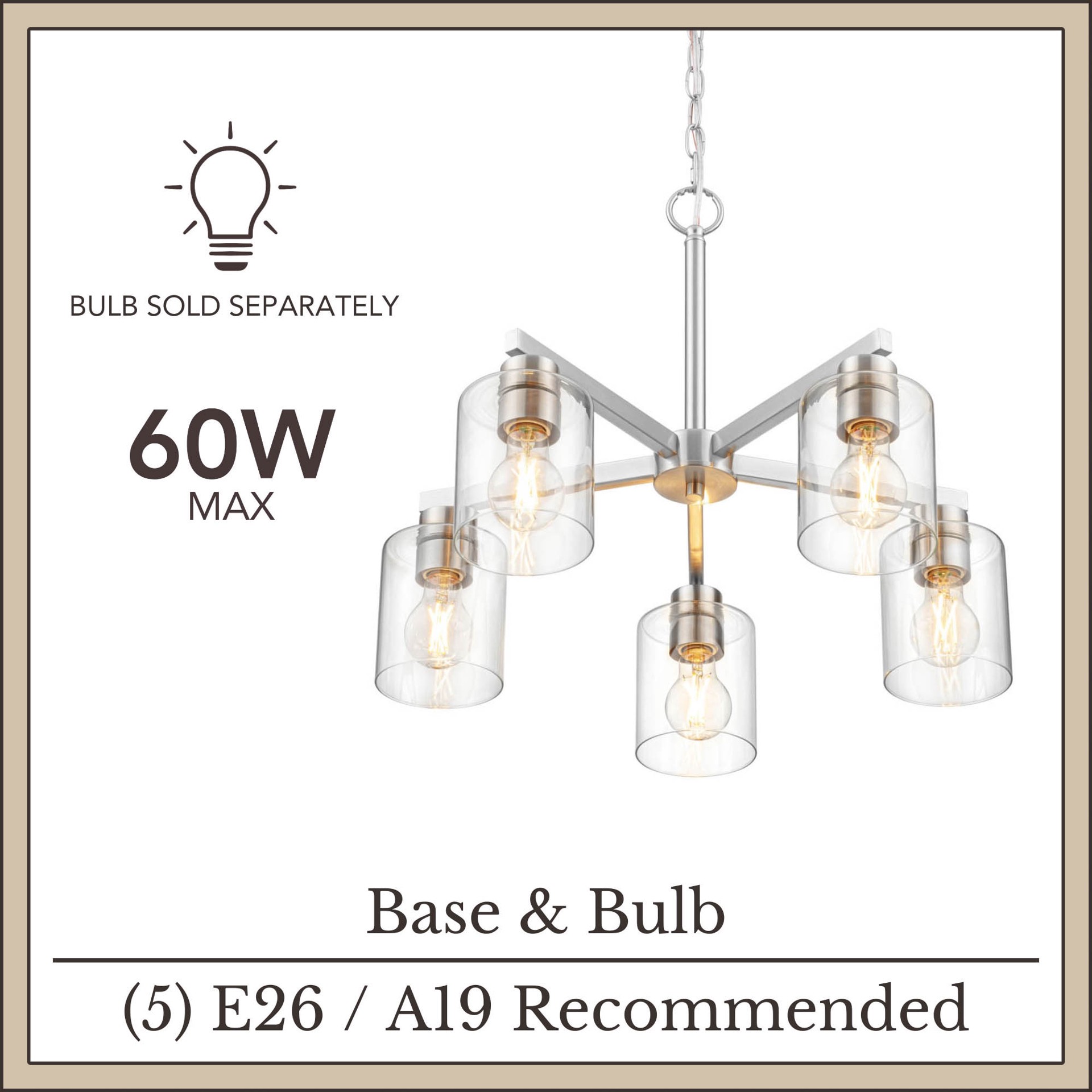 slide 6 of 6, allen + roth Evans 5 -Light Brushed Nickel Transitional For Use in Bedrooms, Dining Rooms, Foyers, Kitchens, Living Rooms Chandelier, 1 ct