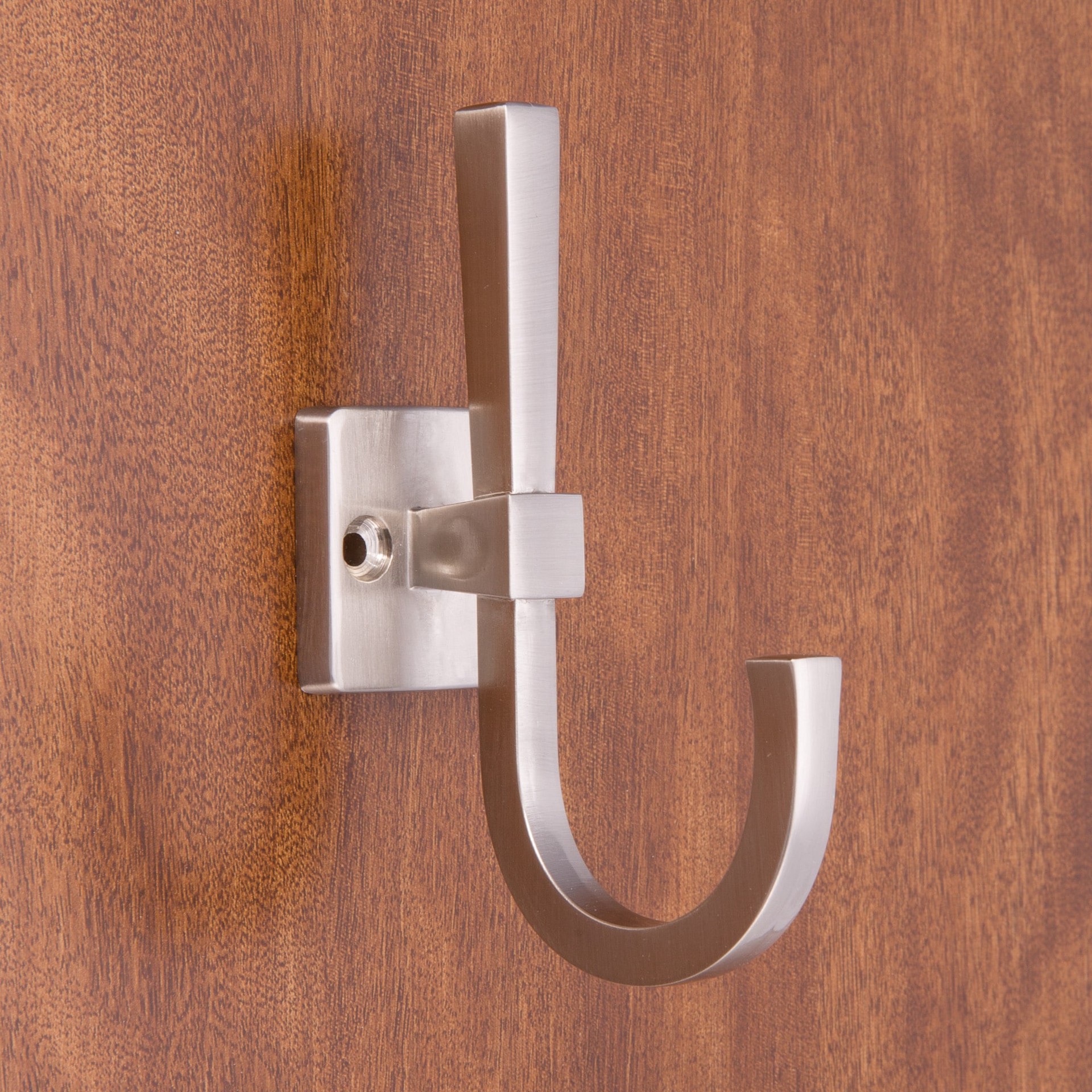 slide 2 of 6, allen + roth 1 -Hook 3.0315-in x 4.6063-in H Satin Nickel Decorative Wall Hook ( 25-lb Capacity), 1 ct