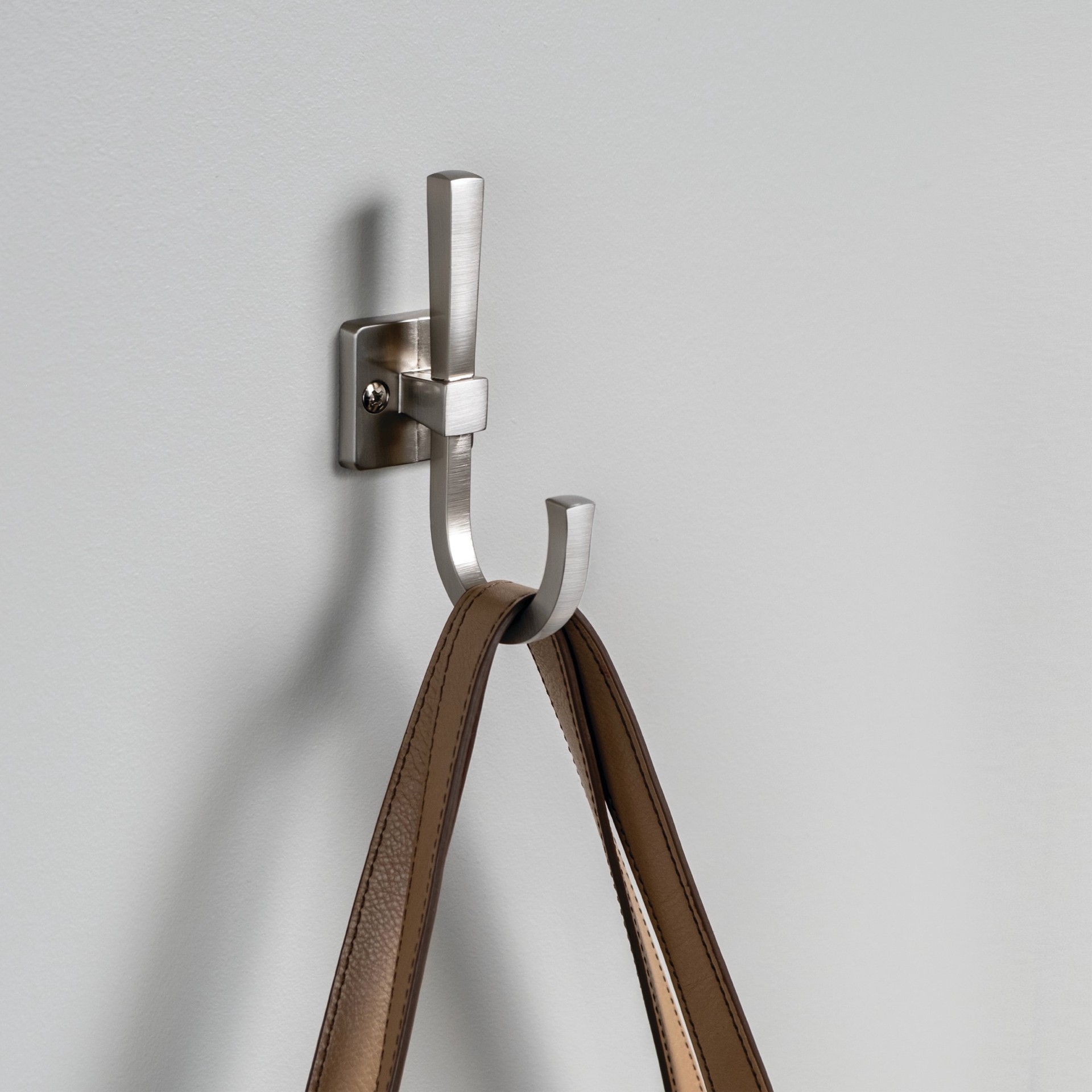 slide 4 of 6, allen + roth 1 -Hook 3.0315-in x 4.6063-in H Satin Nickel Decorative Wall Hook ( 25-lb Capacity), 1 ct