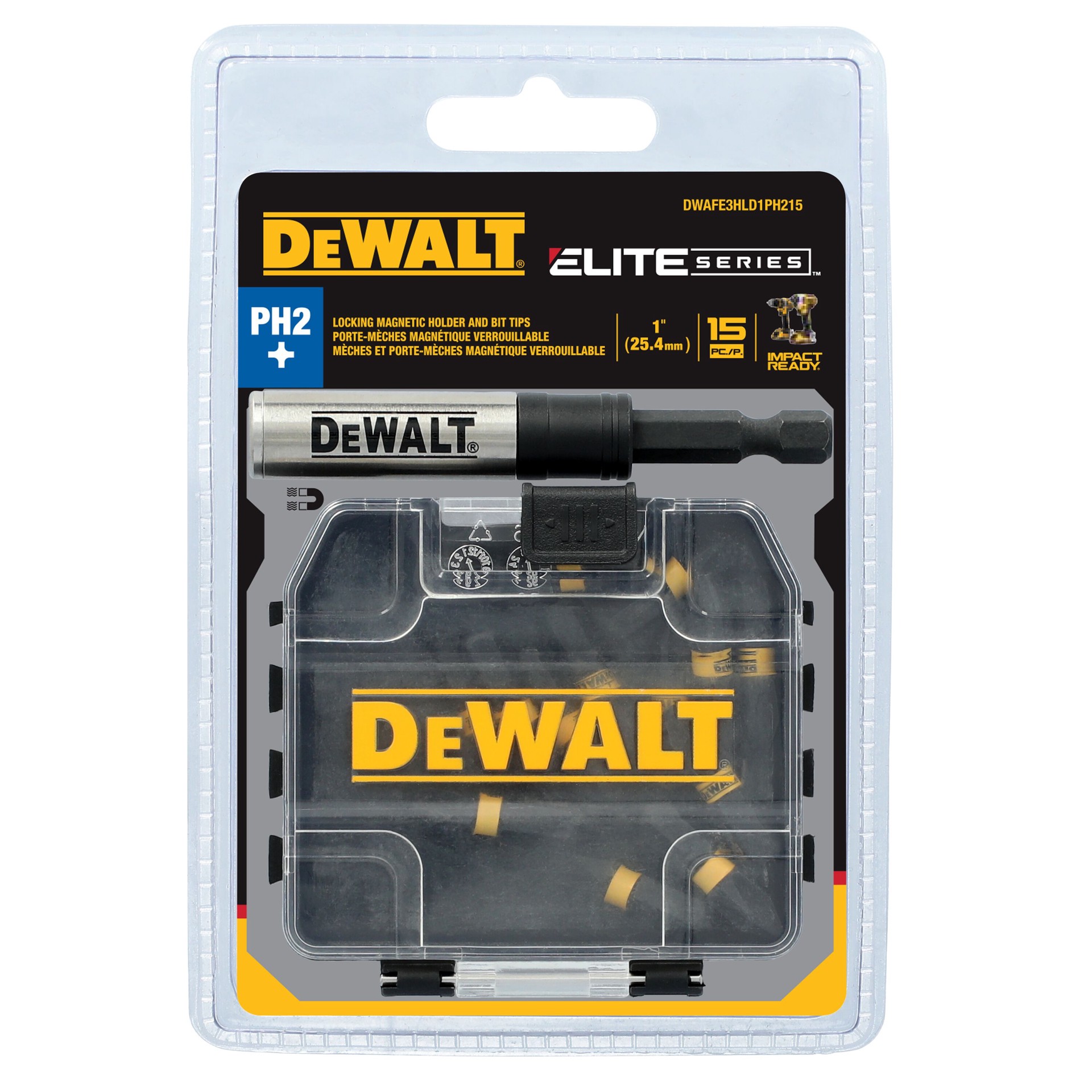 slide 1 of 4, DEWALT ELITE SERIES 1/4-in x 1-in Phillips Impact Driver Bit Set 15 -Piece, 1 ct
