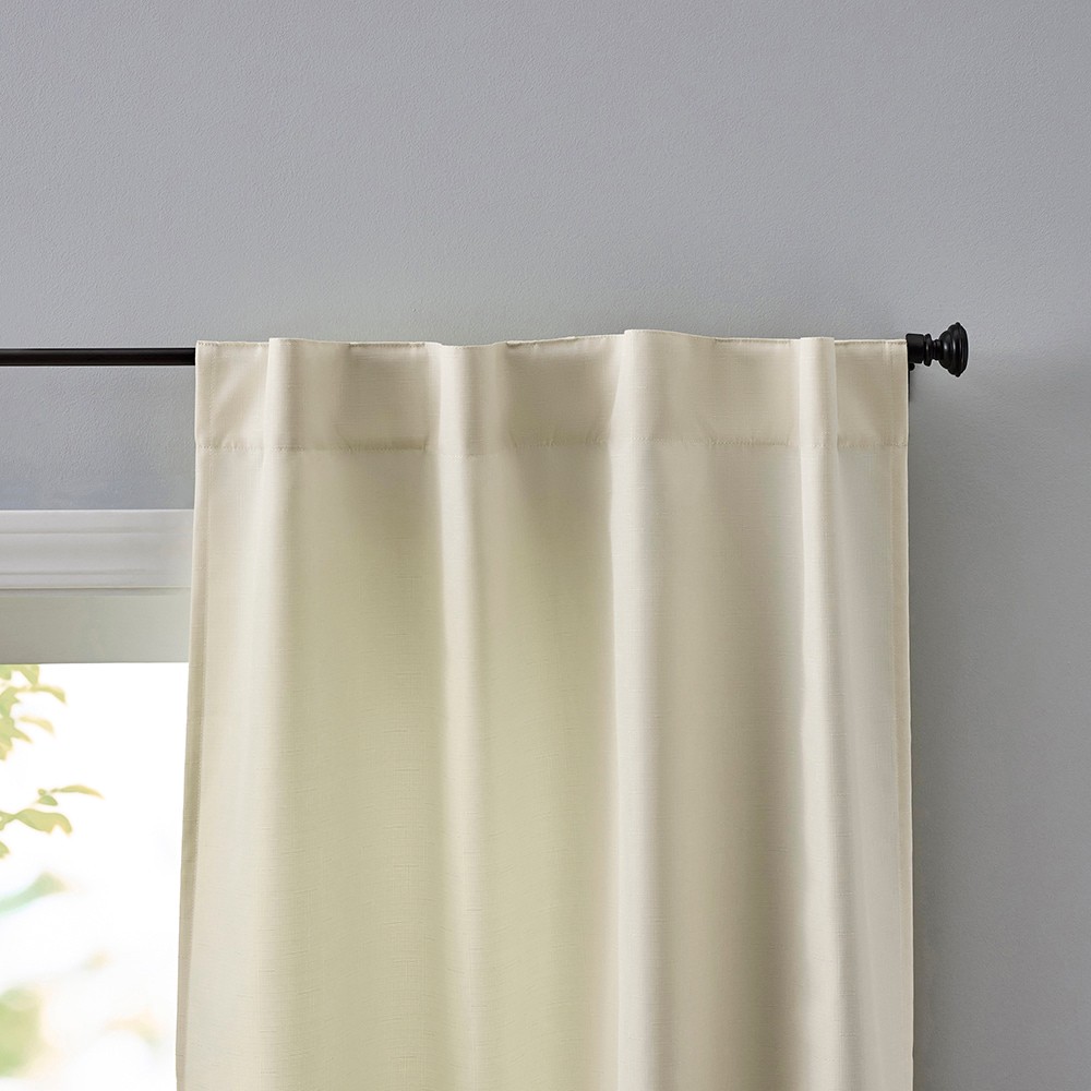 slide 3 of 5, allen + roth 84-in Ivory Room darkening Thermal lined Back tab/Pinch pleat/Rod pocket Curtain panel pair, 1 ct