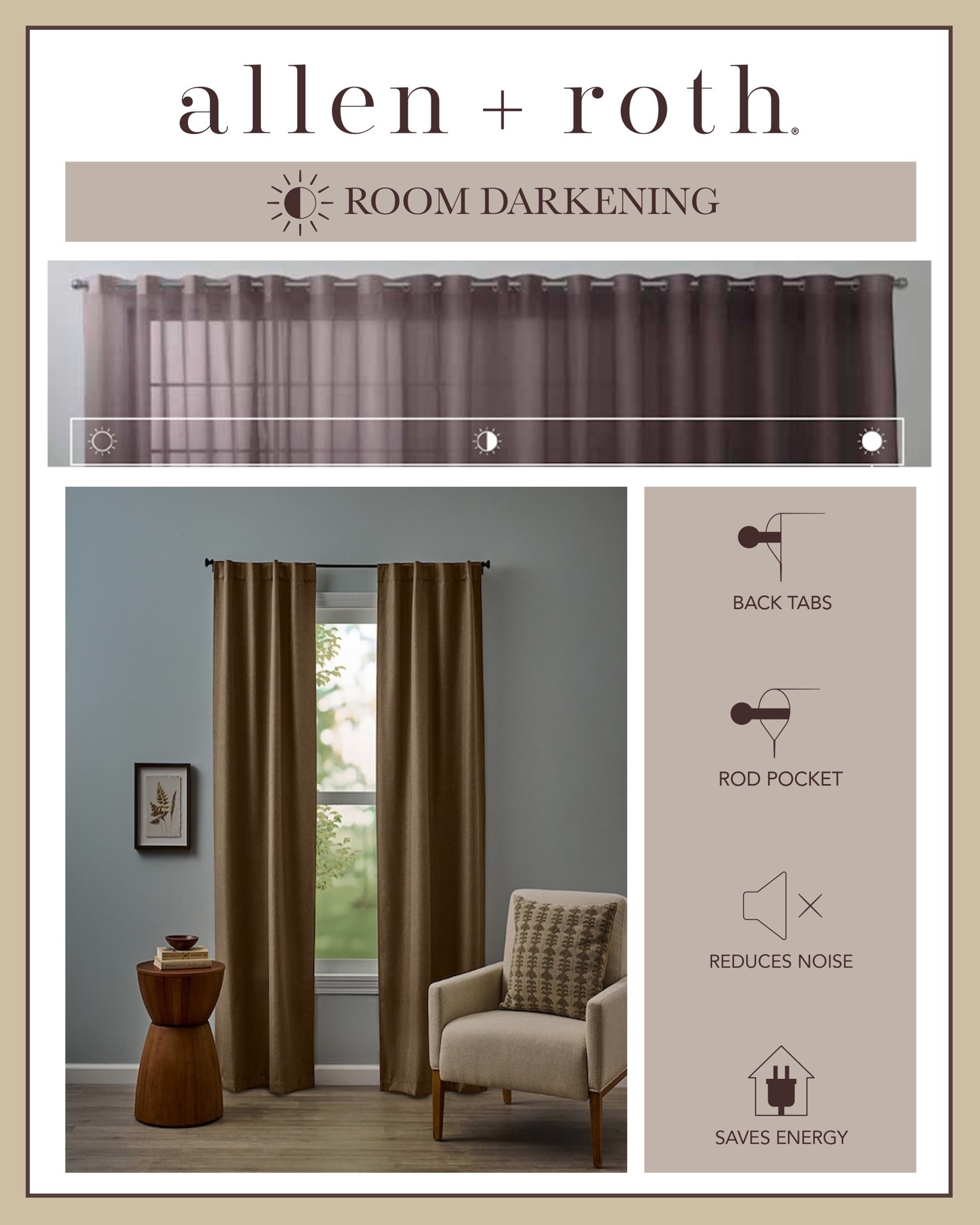 slide 2 of 5, allen + roth 84-in Ivory Room darkening Thermal lined Back tab/Pinch pleat/Rod pocket Curtain panel pair, 1 ct