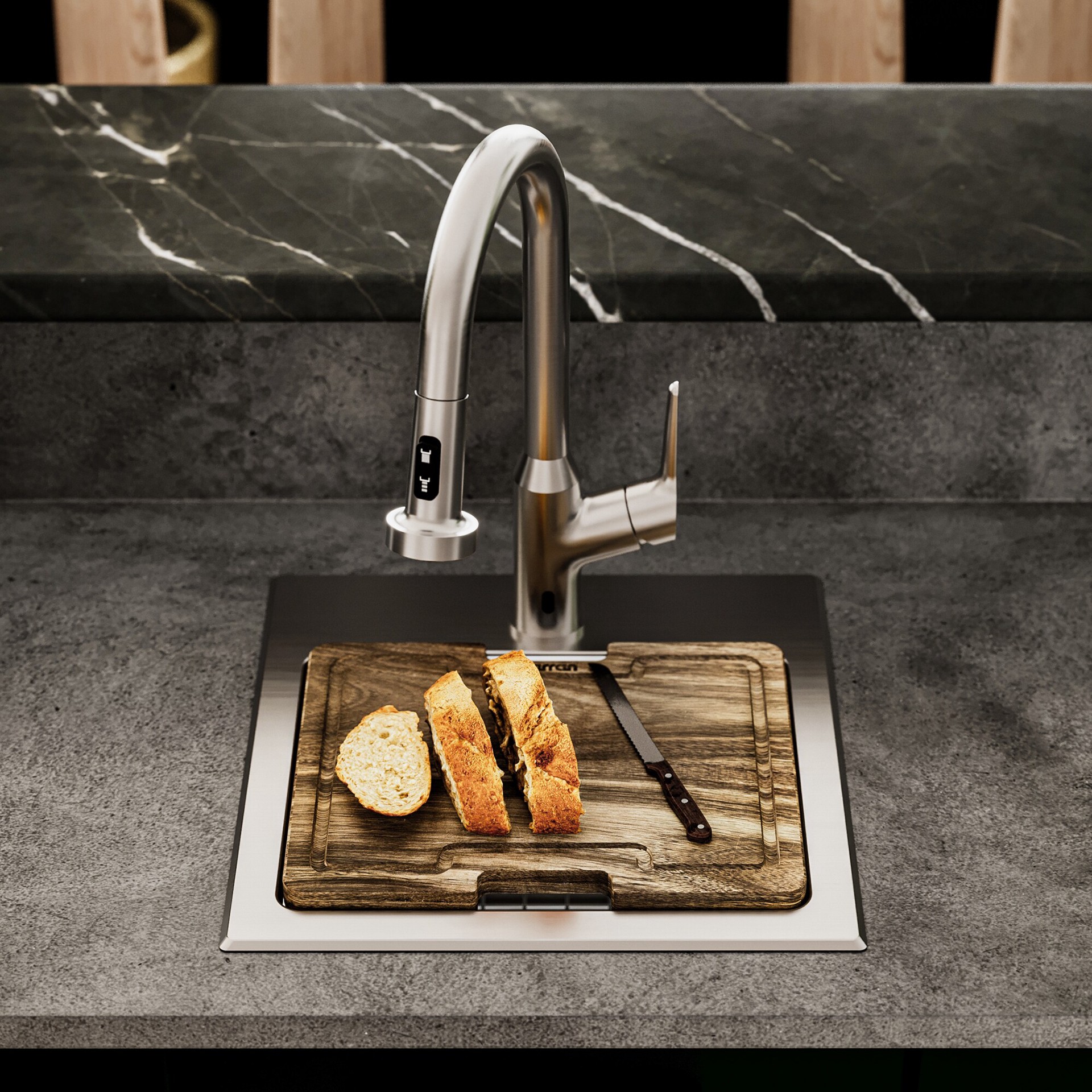 slide 2 of 6, Karran 15-in L x 15-in W Stainless steel Dual-mount Commercial Bar Sink, 1 ct