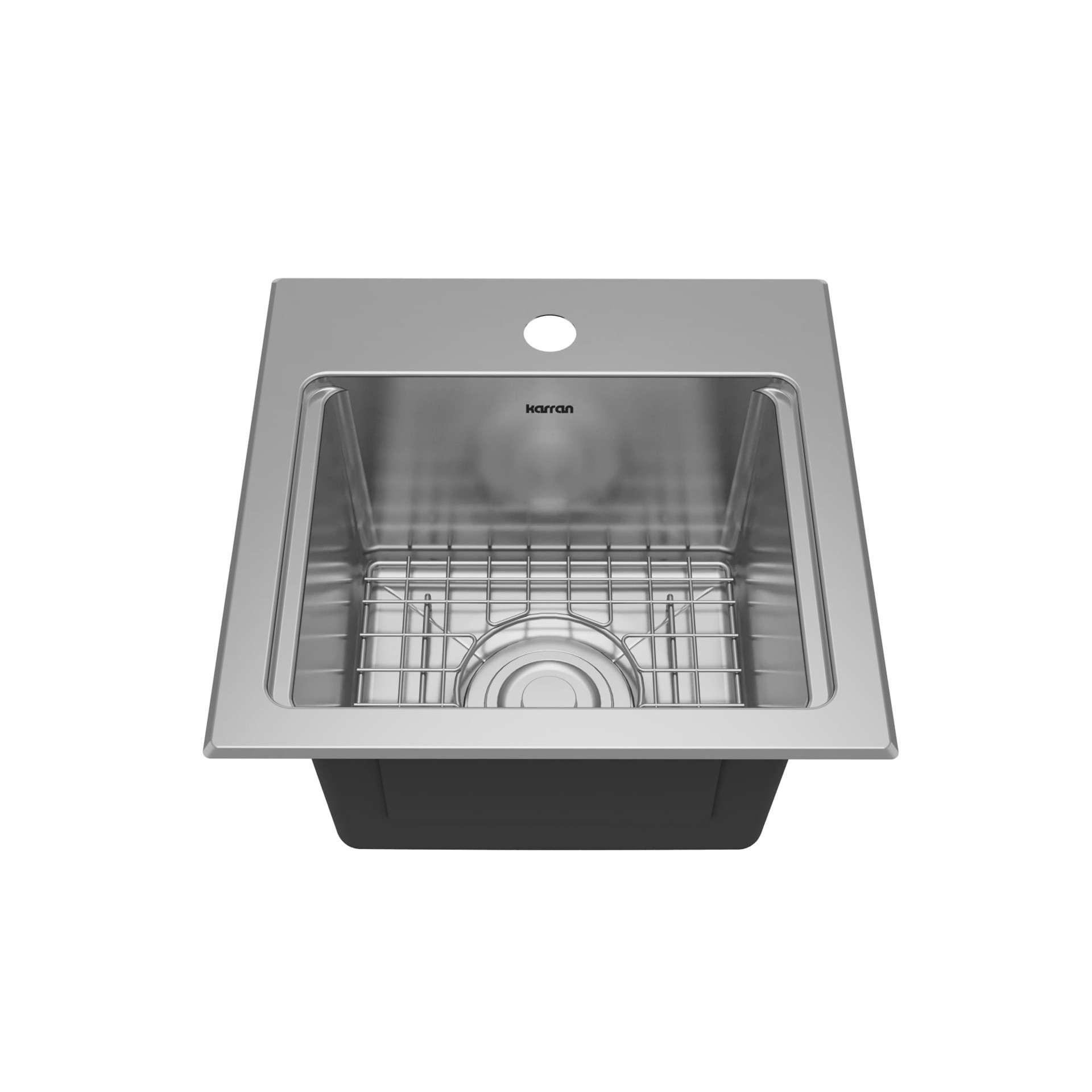 slide 3 of 6, Karran 15-in L x 15-in W Stainless steel Dual-mount Commercial Bar Sink, 1 ct