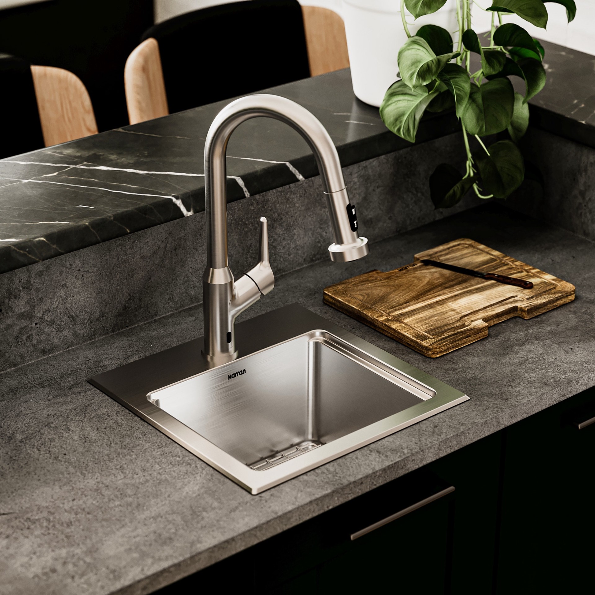 slide 1 of 6, Karran 15-in L x 15-in W Stainless steel Dual-mount Commercial Bar Sink, 1 ct