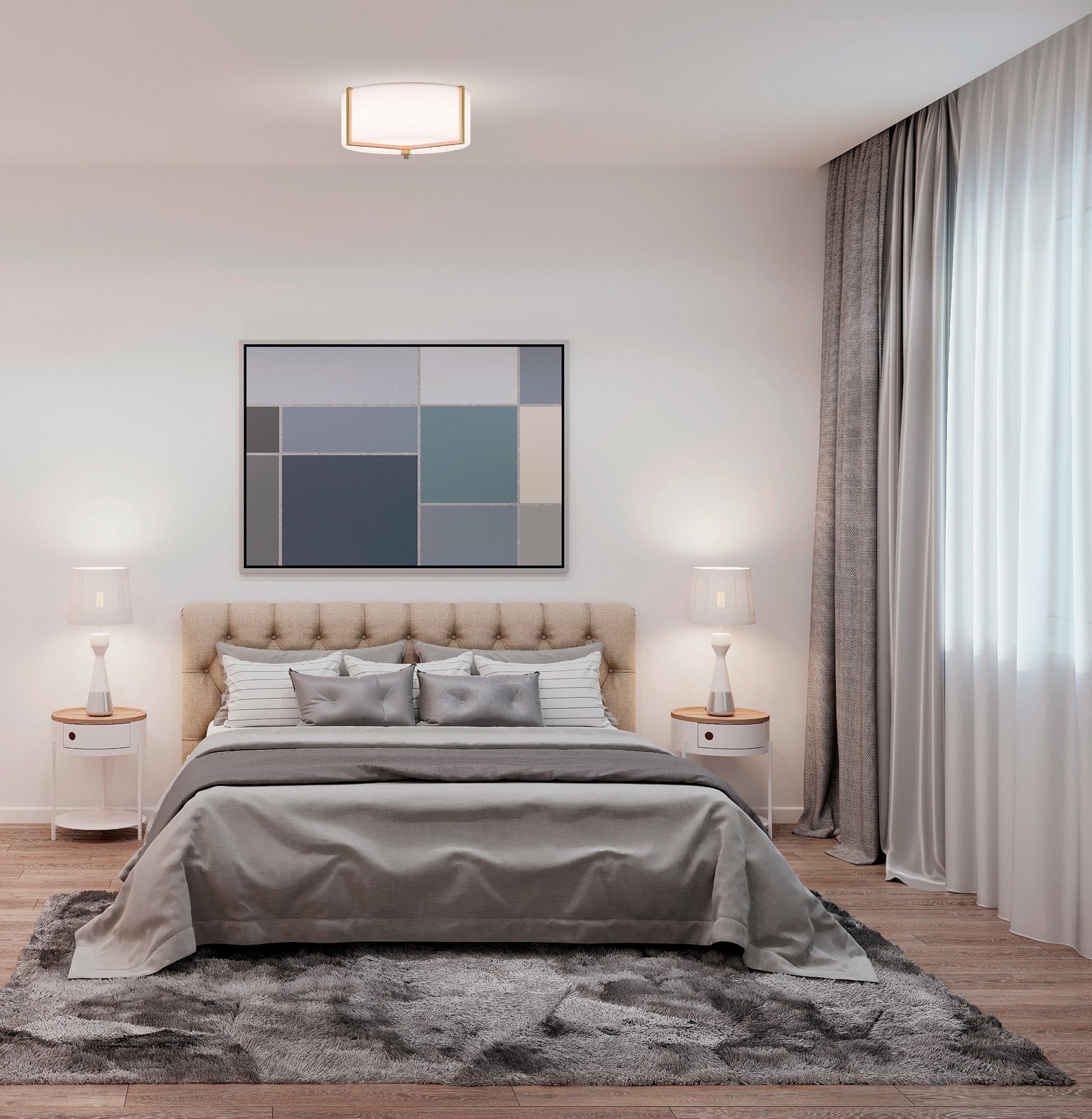 slide 4 of 6, allen + roth Fowler 2 -Light 13.25-in Brushed Gold Semi Flush Mount Light, 1 ct