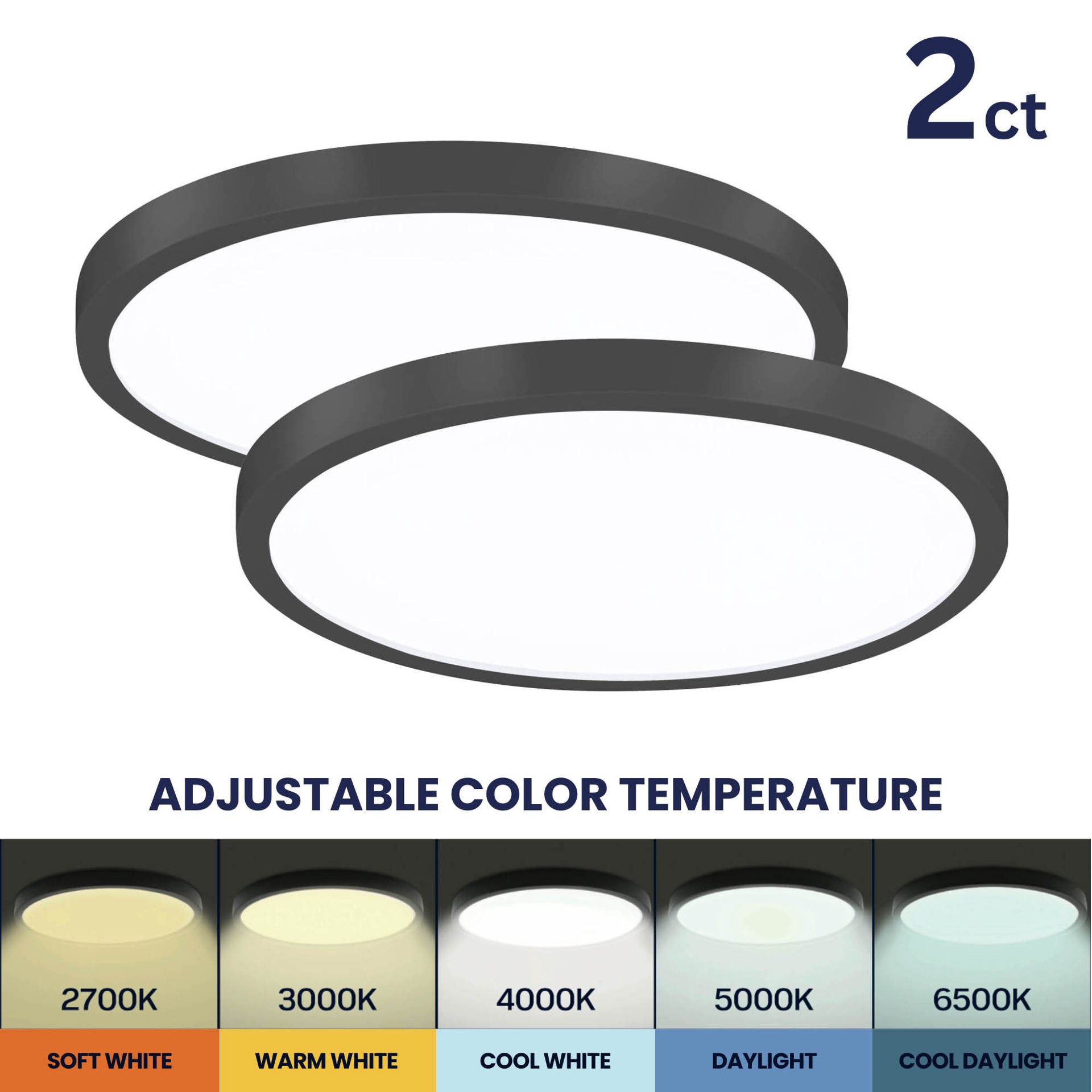 slide 2 of 6, Project Source Edge Light 1 -Light 13-in Matte Black Indoor/Outdoor Integrated LED Flush Mount Light 2 -Pack, 1 ct