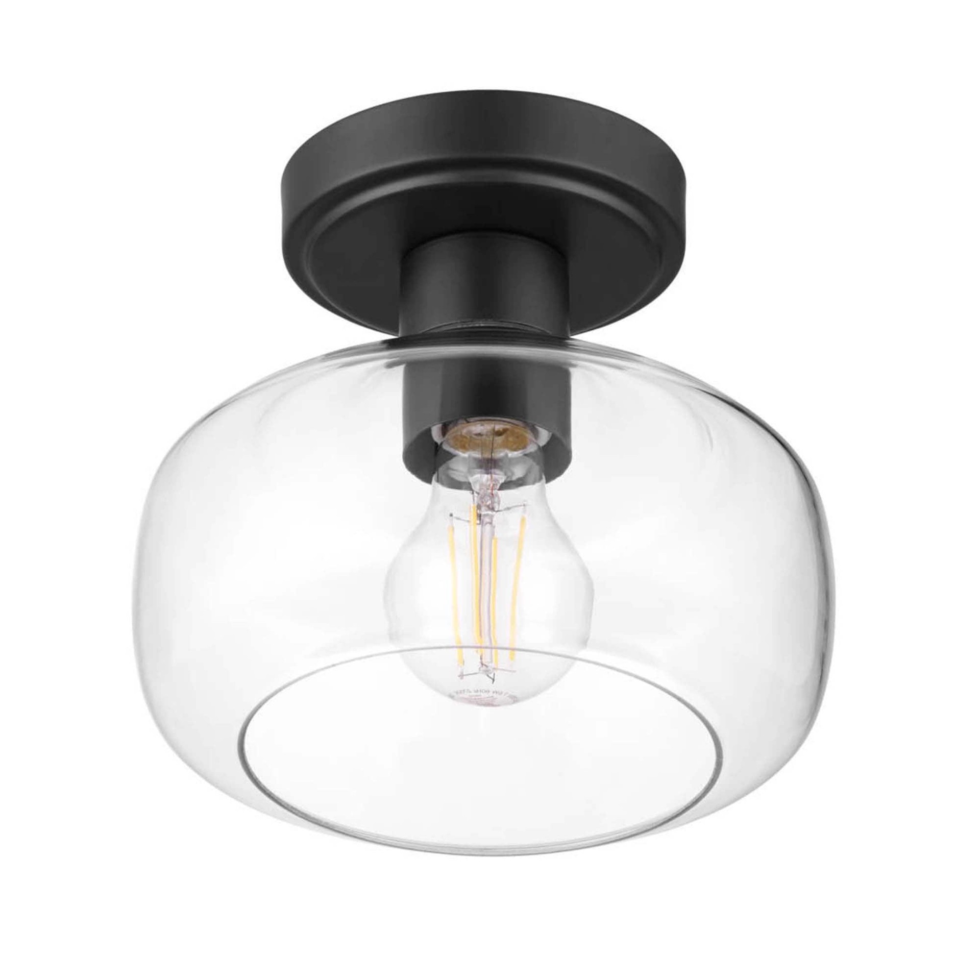 slide 2 of 6, allen + roth Hodges 1 -Light 8-in Matte Black Semi Flush Mount Light, 1 ct