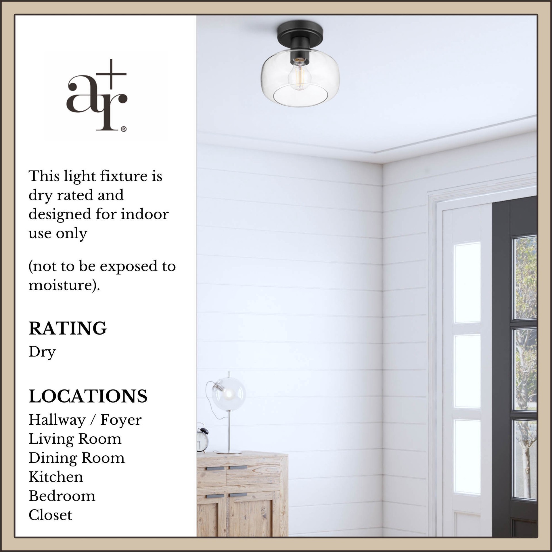 slide 5 of 6, allen + roth Hodges 1 -Light 8-in Matte Black Semi Flush Mount Light, 1 ct