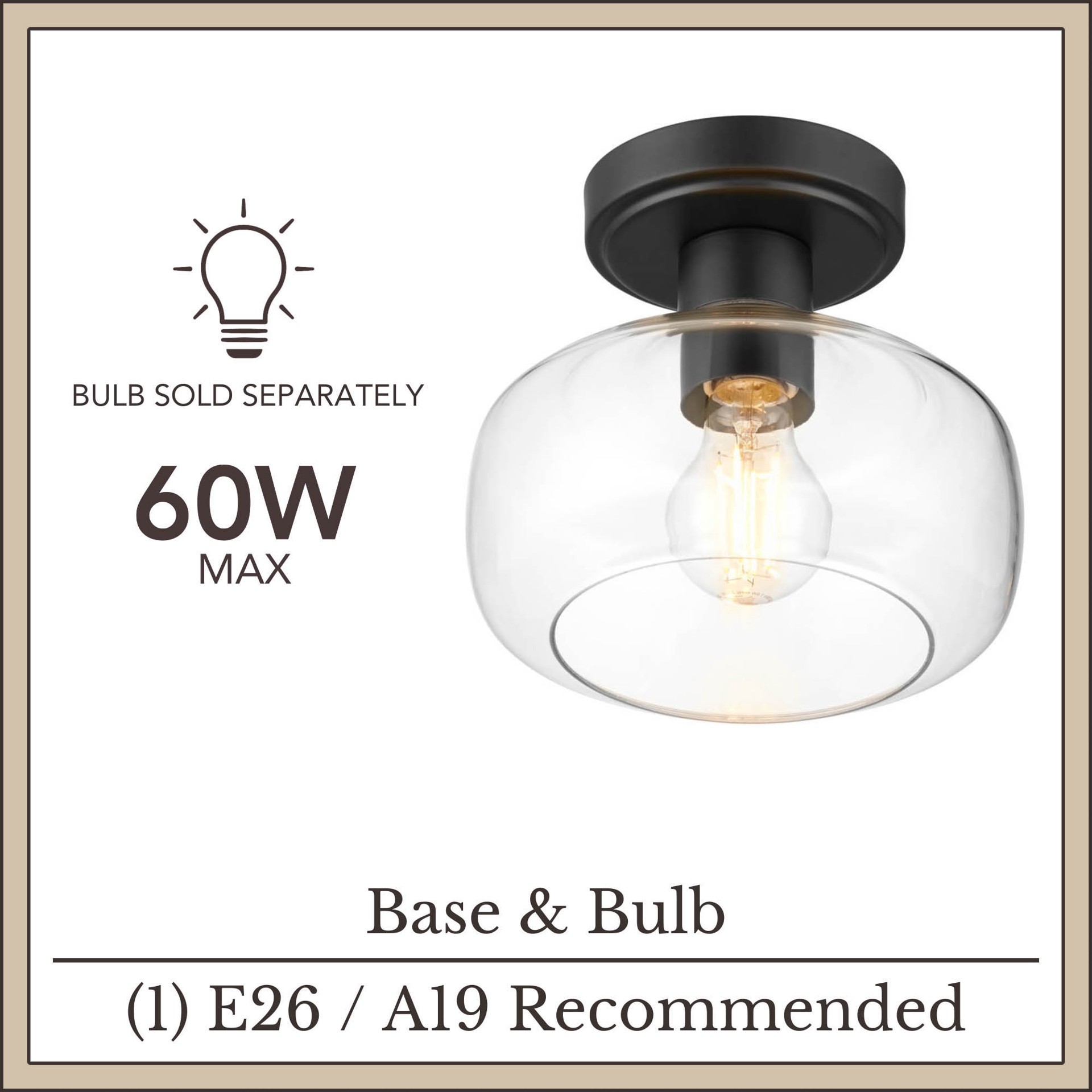 slide 6 of 6, allen + roth Hodges 1 -Light 8-in Matte Black Semi Flush Mount Light, 1 ct