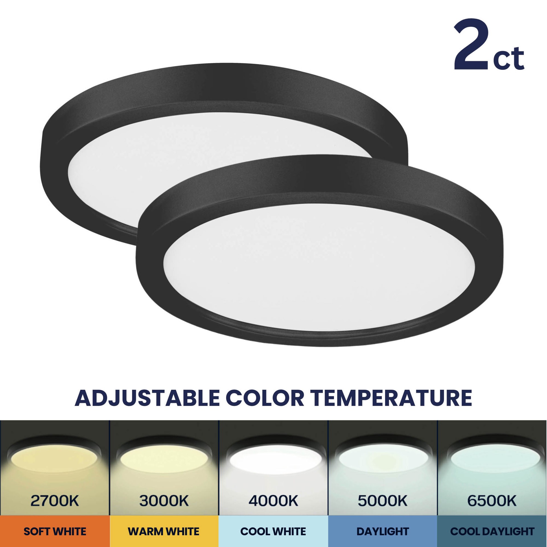 slide 2 of 6, Project Source Edge Light 1 -Light 11-in Matte Black Indoor/Outdoor Integrated LED Flush Mount Light 2 -Pack, 1 ct