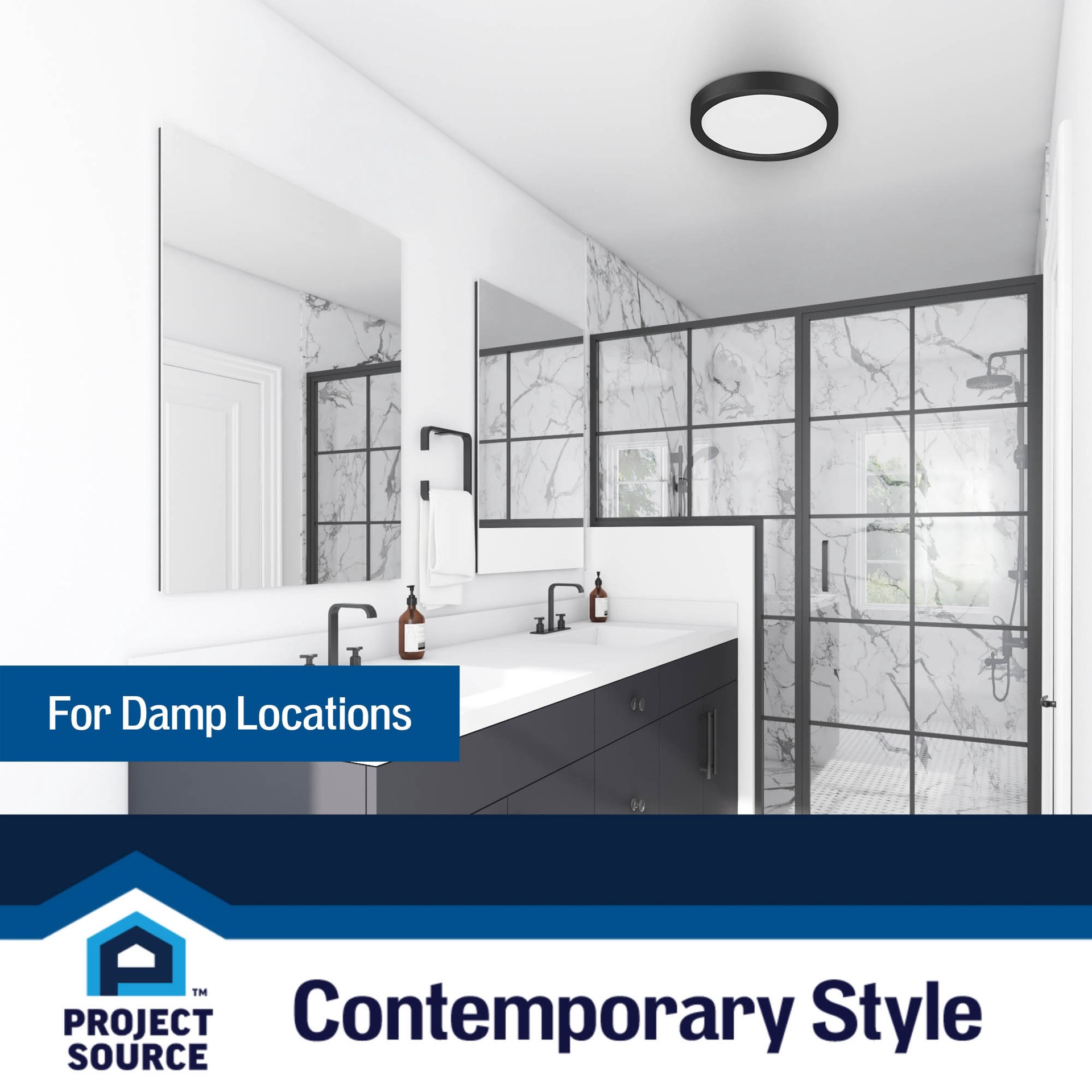 slide 4 of 6, Project Source Edge Light 1 -Light 11-in Matte Black Indoor/Outdoor Integrated LED Flush Mount Light 2 -Pack, 1 ct