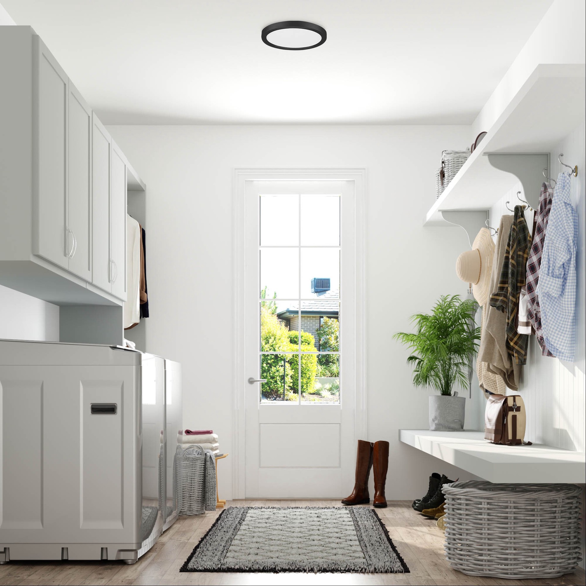 slide 6 of 6, Project Source Edge Light 1 -Light 11-in Matte Black Indoor/Outdoor Integrated LED Flush Mount Light 2 -Pack, 1 ct