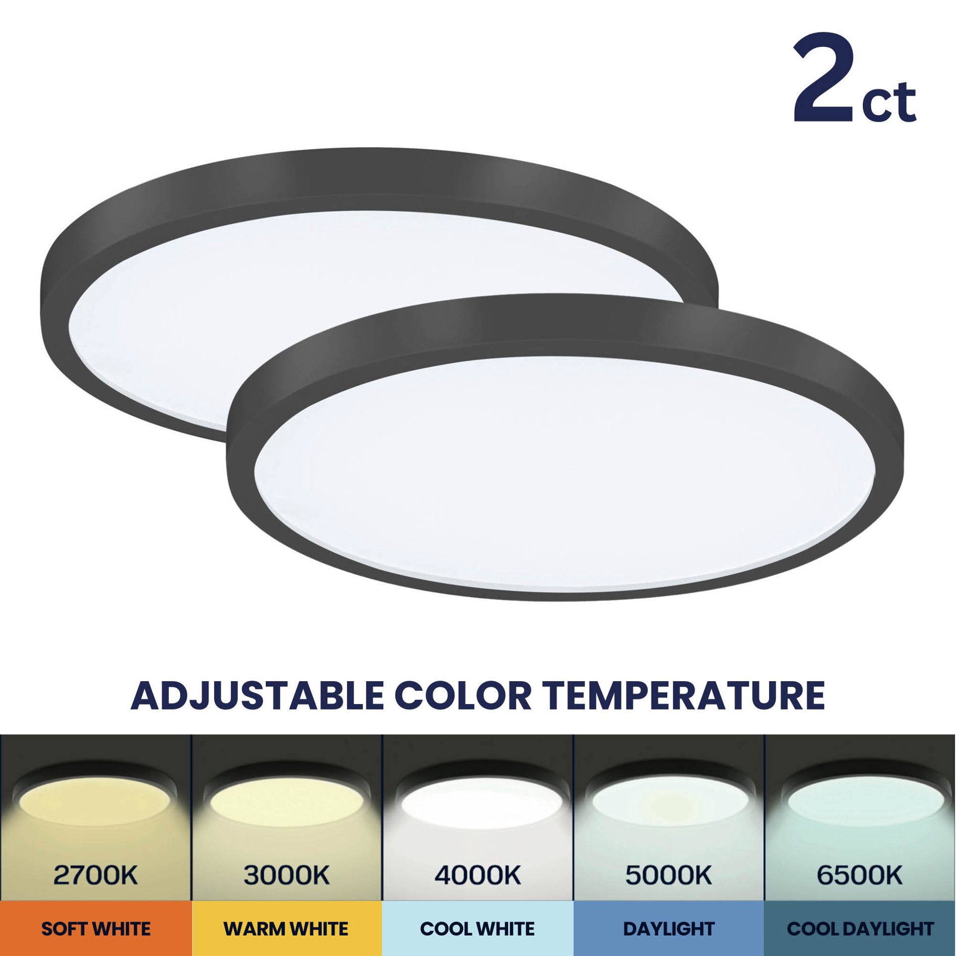 slide 2 of 6, Project Source Edge Light 1 -Light 15-in Matte Black Indoor/Outdoor Integrated LED Flush Mount Light 2 -Pack, 1 ct