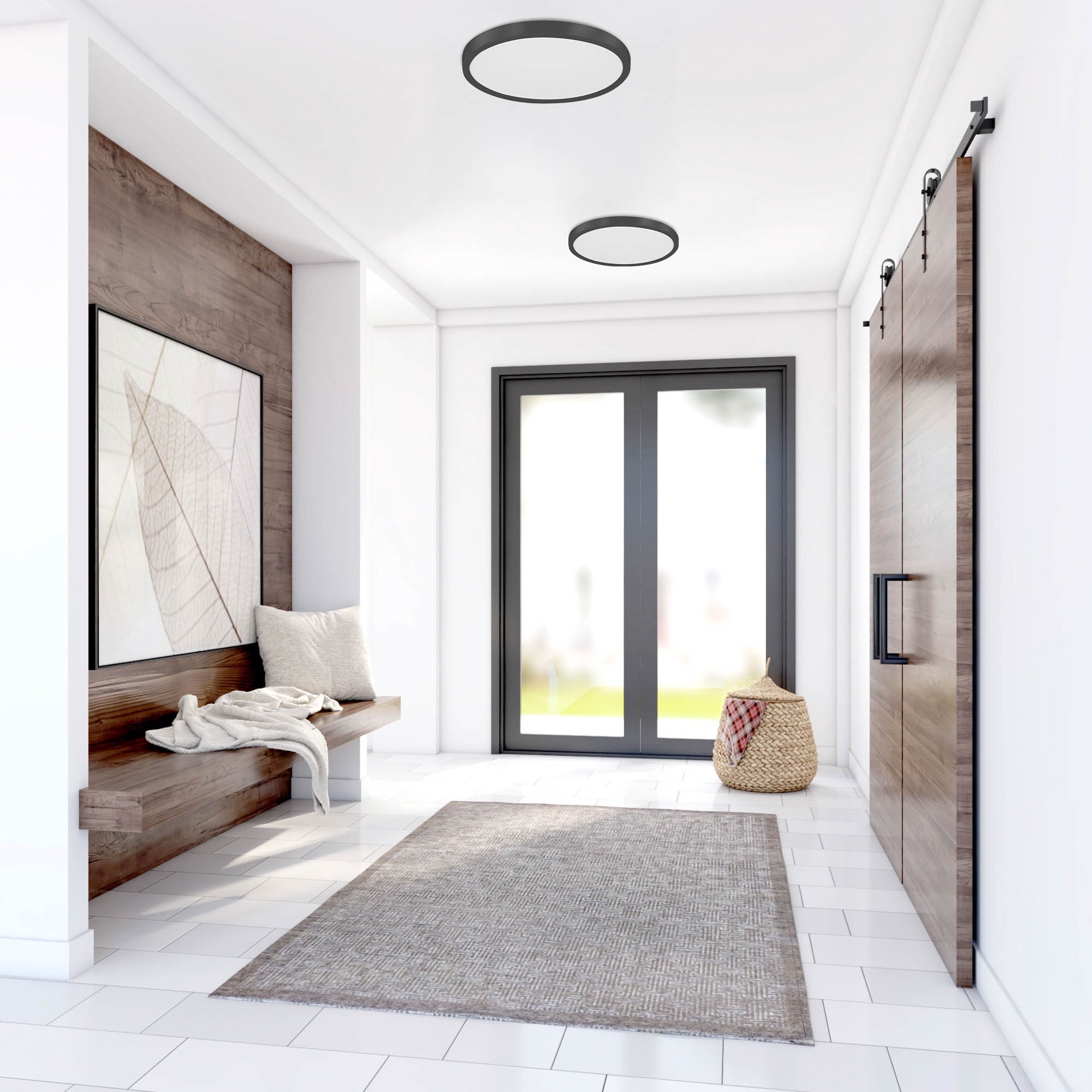 slide 6 of 6, Project Source Edge Light 1 -Light 15-in Matte Black Indoor/Outdoor Integrated LED Flush Mount Light 2 -Pack, 1 ct