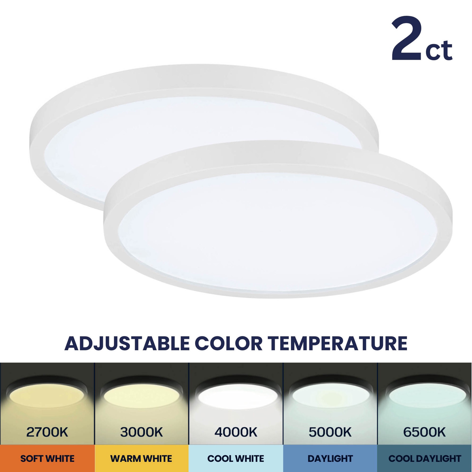 slide 2 of 6, Project Source Edge Light 1 -Light 15-in Matte White Indoor/Outdoor Integrated LED Flush Mount Light 2 -Pack, 1 ct